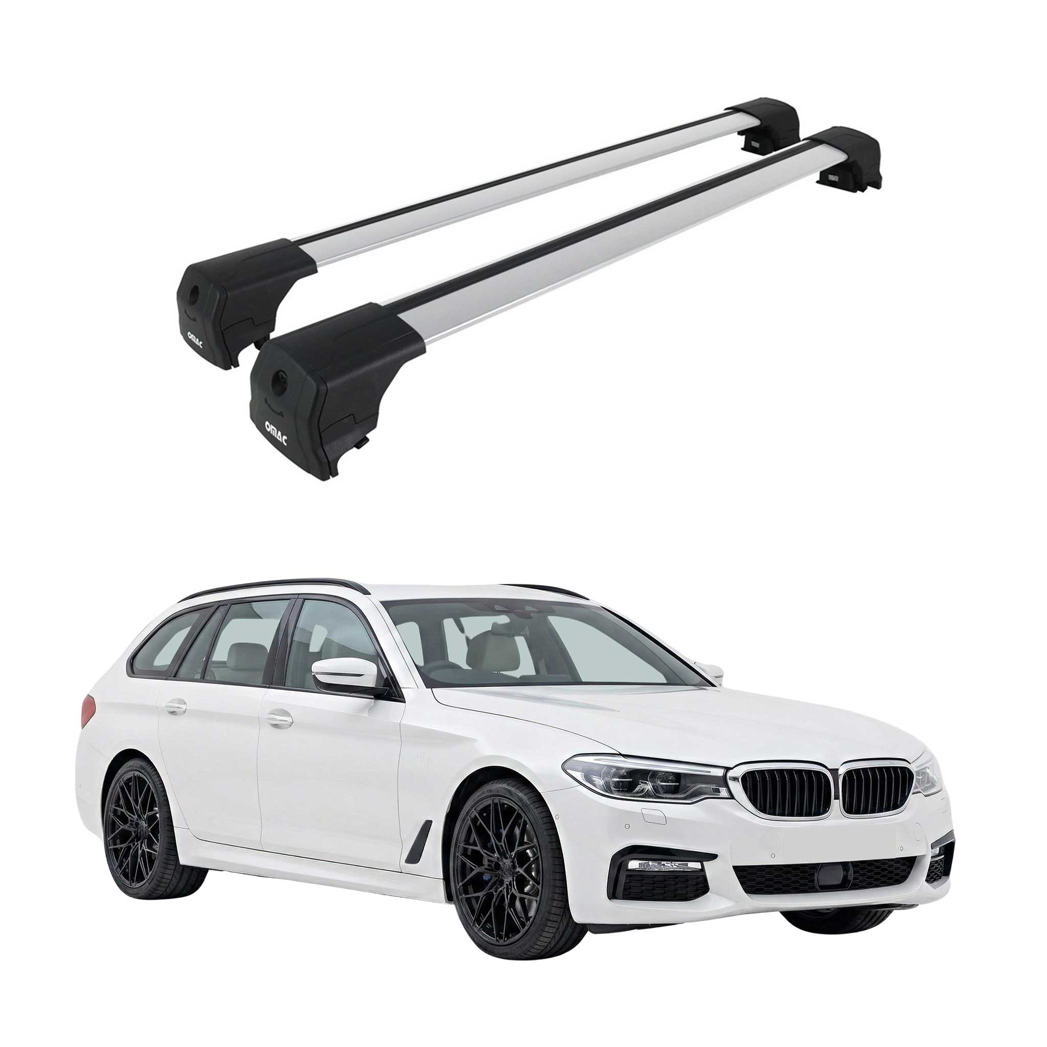 Dachträger Grundtäger für BMW 5er Touring G31 2017-2023 Aluminium Silber 2 tlg