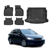 OMAC Fußmatten & Kofferraumwanne Set für Seat Leon 2012-2020 Gummi Schwarz 5x