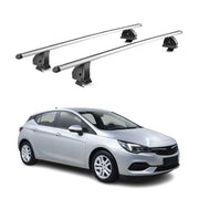 Alu Dachträger für Opel Astra K 2015-2021 TÜV T-Nut Abschließbar 2tlg Silber
