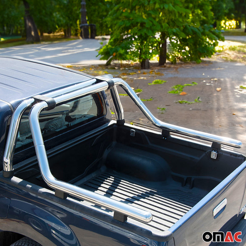 Überrollbügel Rollbar für Nissan Navara 2016-2025 Gefärbten Stahl Ø76 Silber