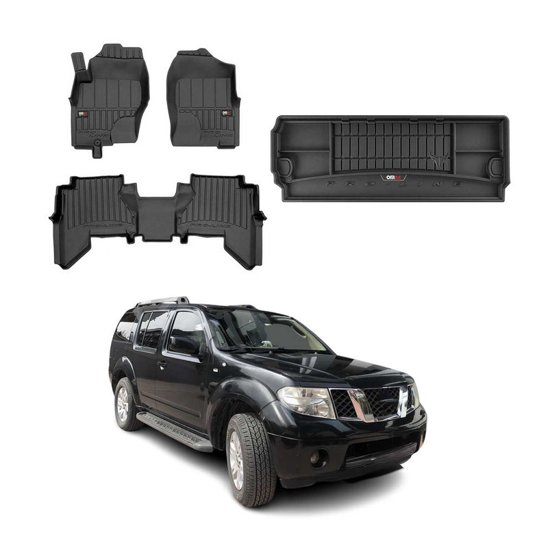OMAC Fußmatten & Kofferraumwanne für Nissan Pathfinder 2004-2013 3.Reihe Gummi