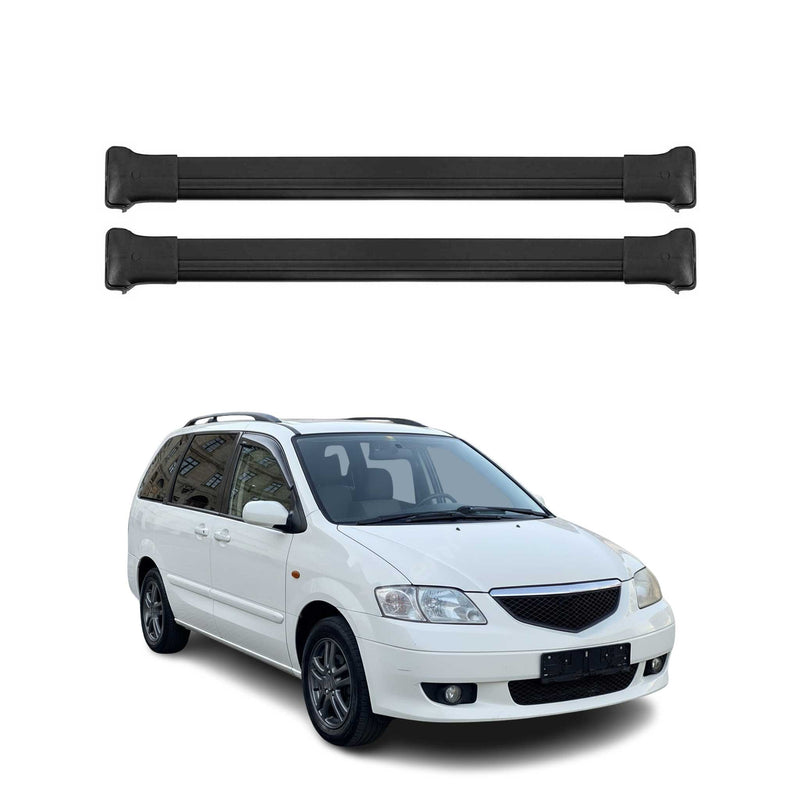 Dachträger Grundtäger für Mazda MPV 1996-2006 75kg Aluminium Schwarz 2 tlg