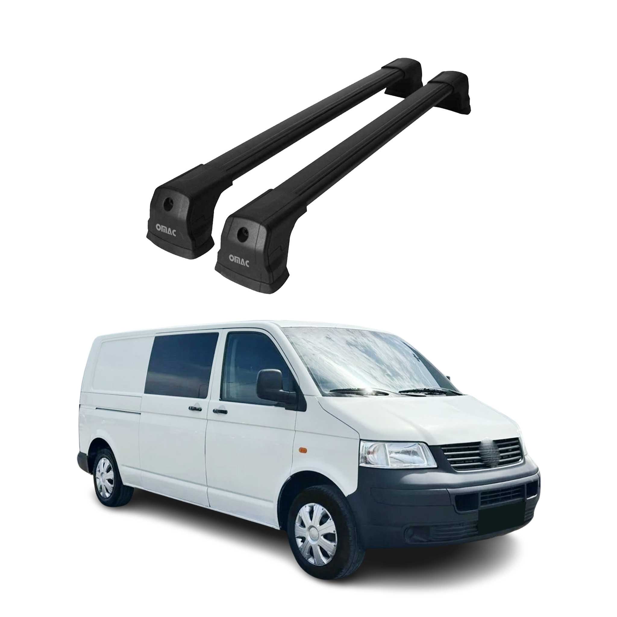 Dachträger Gepäckträger für VW T5 T6 2003-2024 Grundträger Aluminium Schwarz 2x