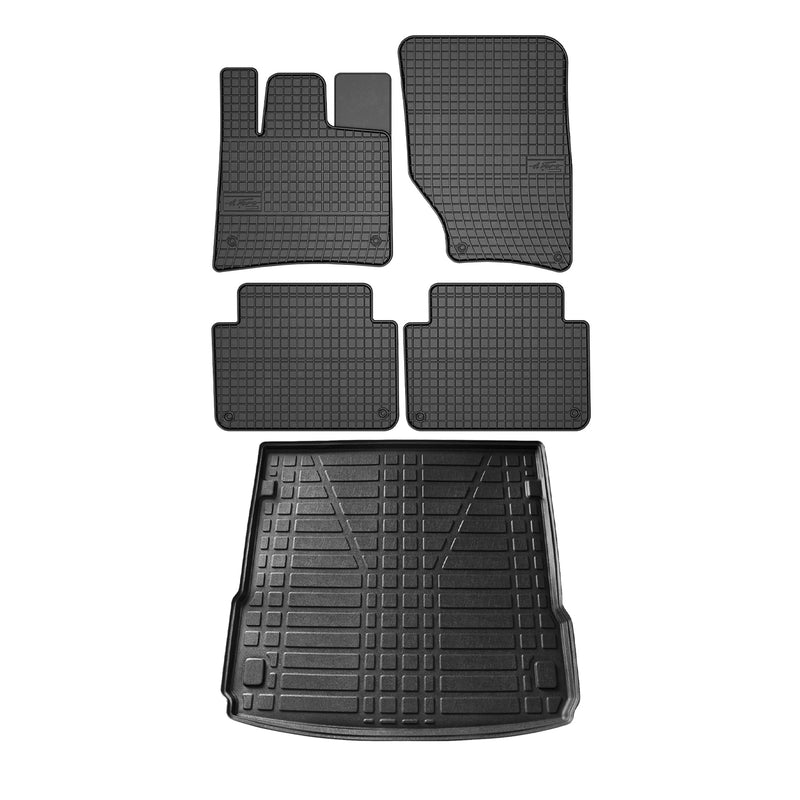 Fußmatten & Kofferraumwanne Set für Audi Q7 4LB 2006-2015 Gummi TPE Schwarz 5x