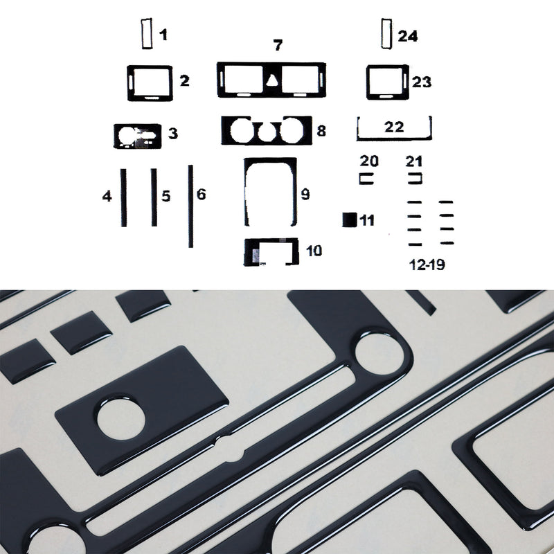 Innenraum Dekor Cockpit für Skoda Fabia 1999-2007 2 Piano Schwarz Optik 24tlg