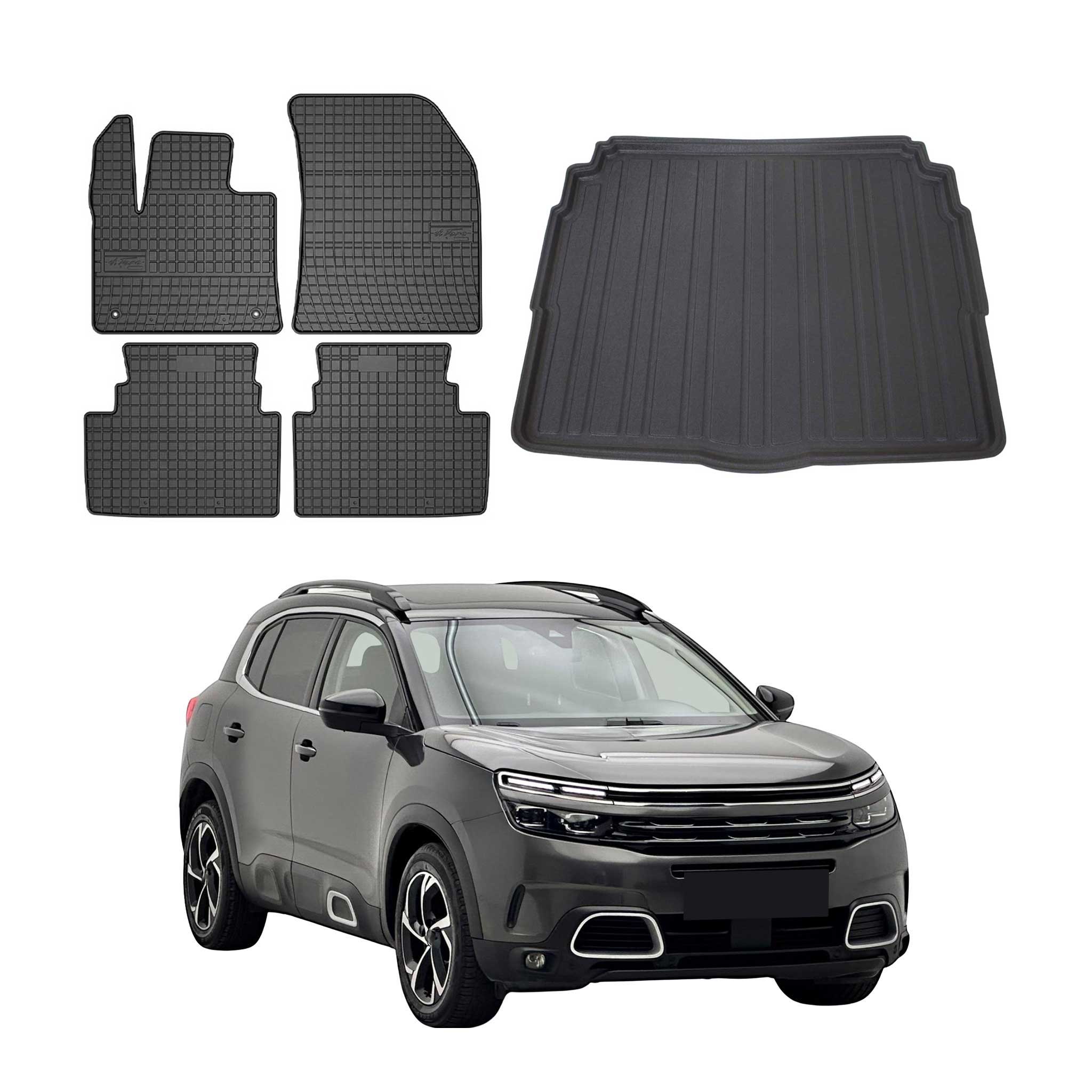 Fußmatten & Kofferraumwanne Set für Citroen C5 Aircross 2018-2025 Untere Gummi