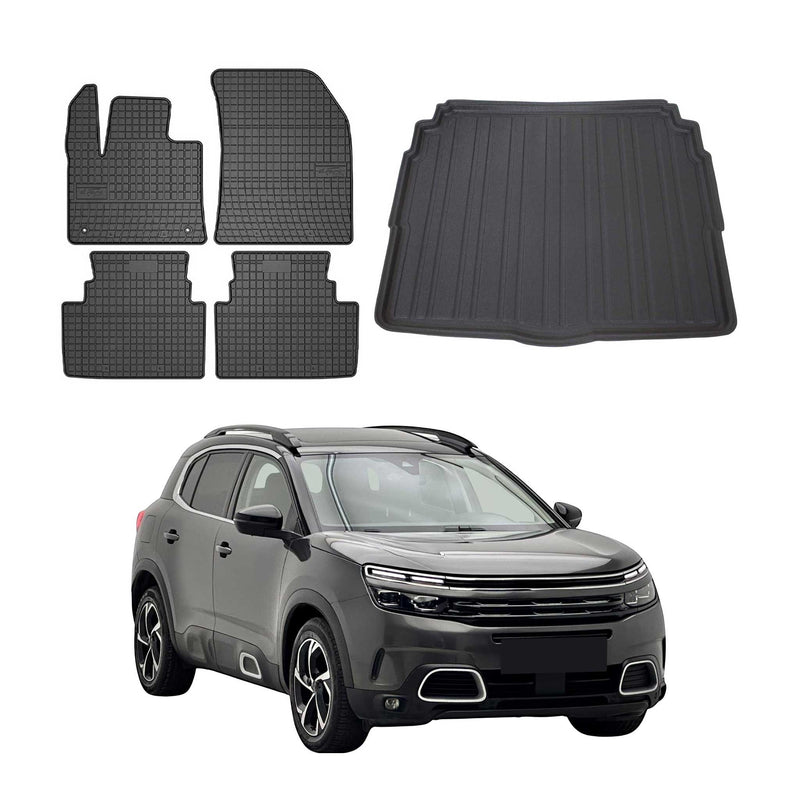 Fußmatten & Kofferraumwanne Set für Citroen C5 Aircross 2017-2025 Untere Gummi
