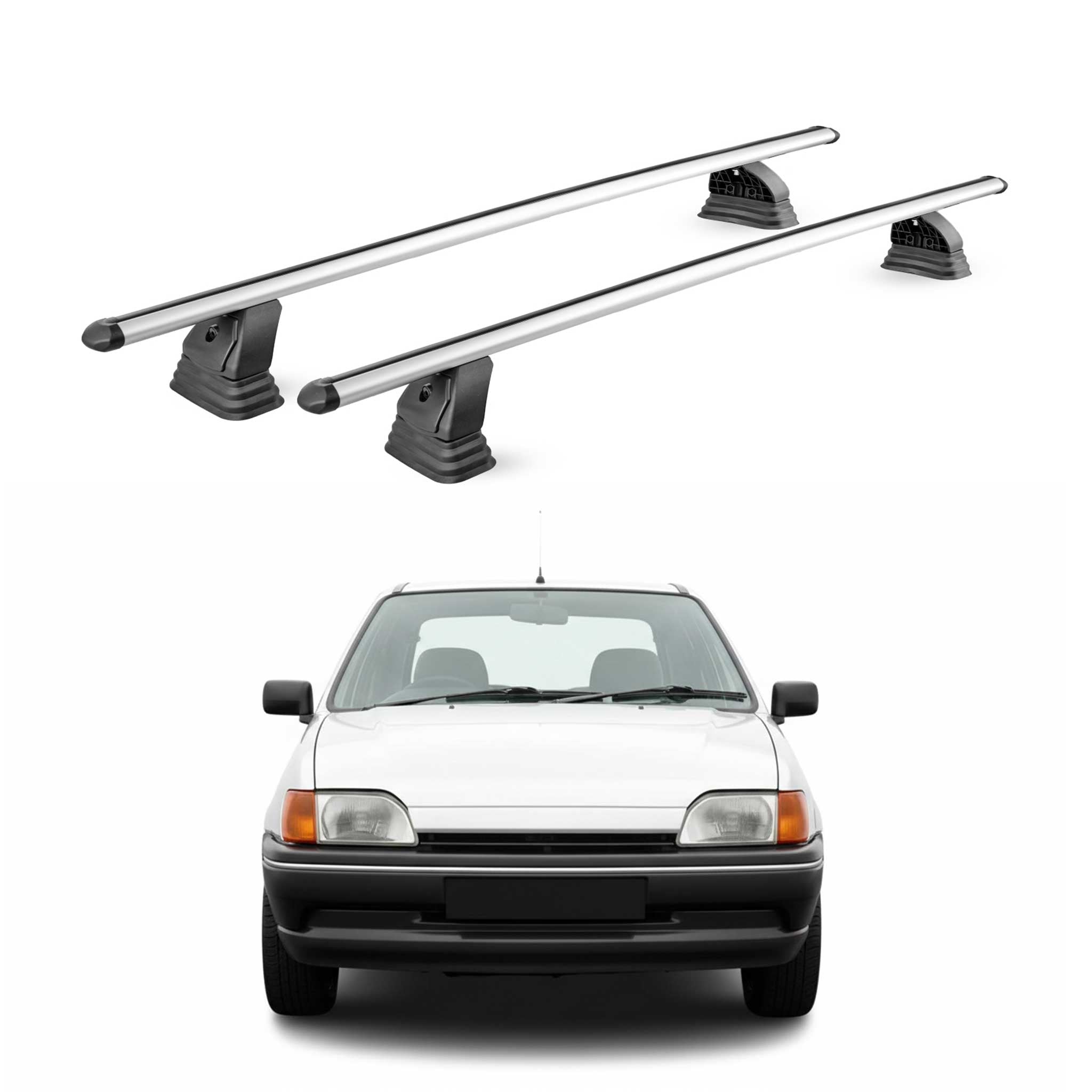 Alu Dachträger für Ford Fiesta III 1989-1997 3-Tür TÜV Abschließbar 2tlg Silber