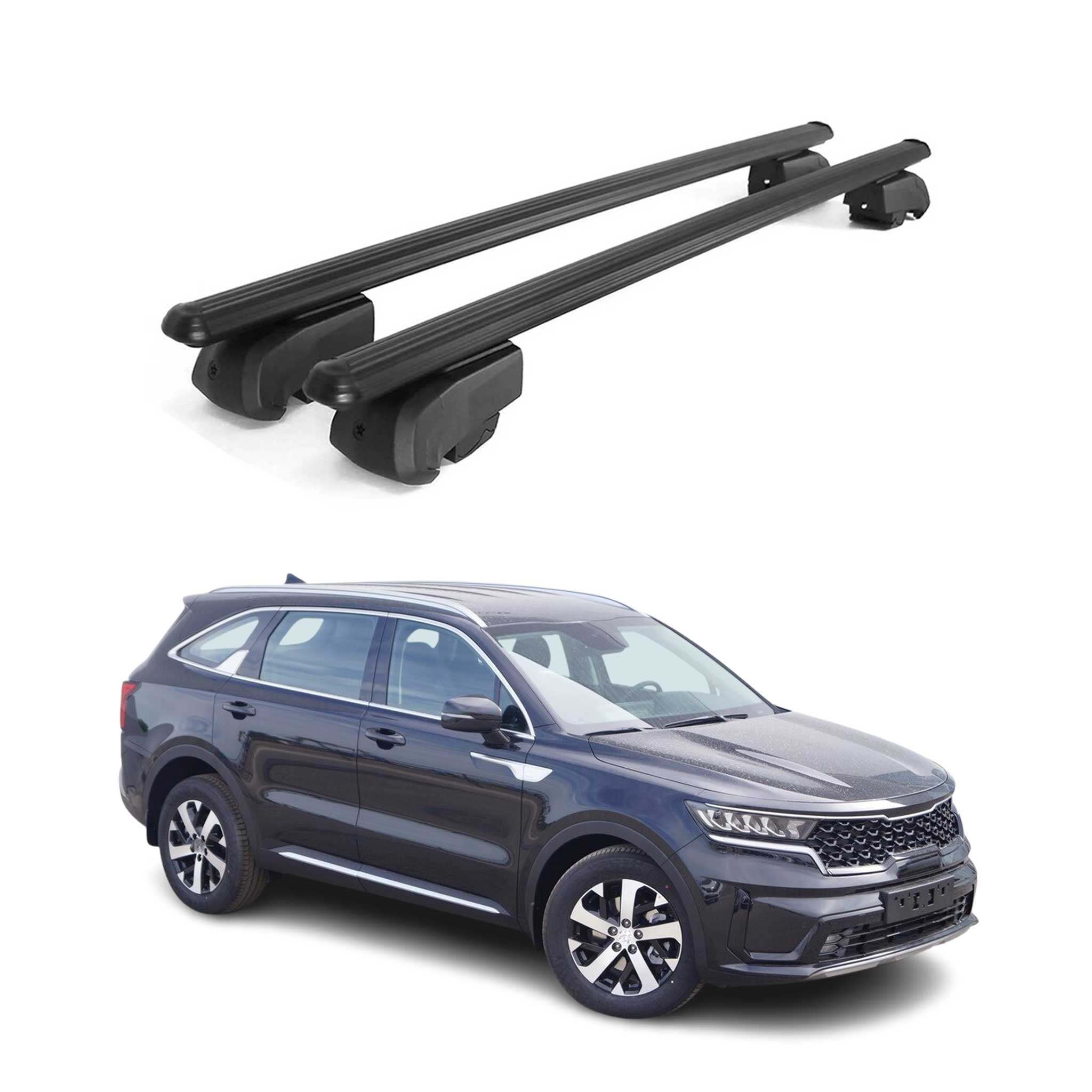 Dachträger Gepäckträger für Kia Sorento MQ4 SUV 2021-2026 ABE Alu Schwarz 2x