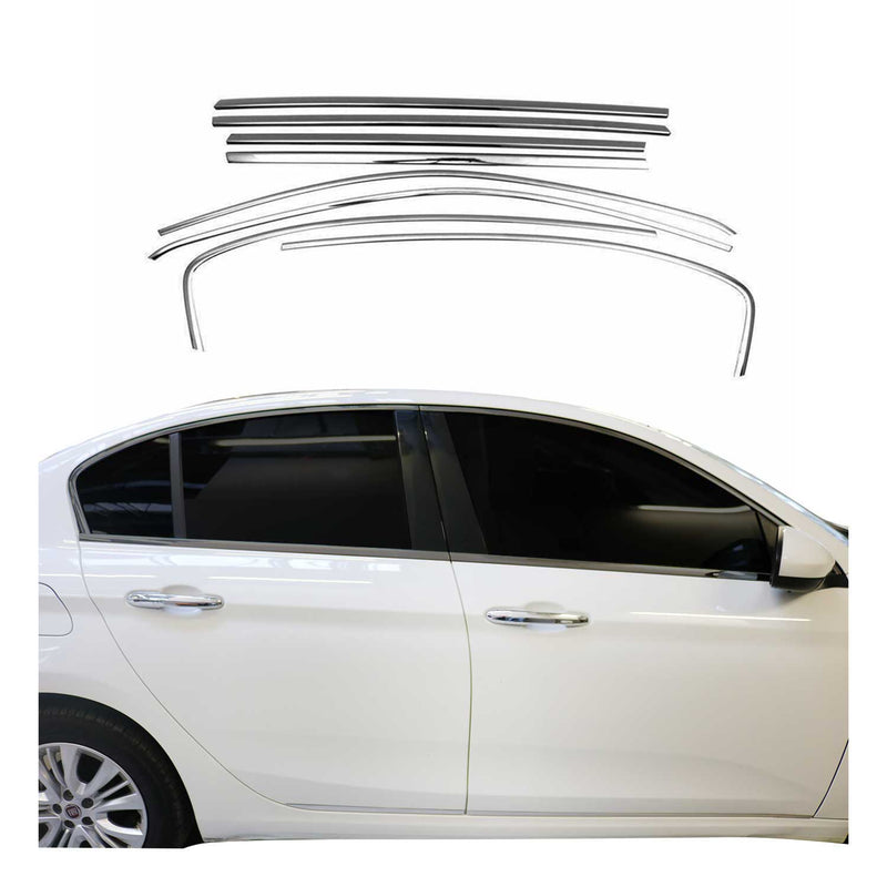 Fensterleisten Zierleisten für Fiat Tipo 2015-2025 Edelstahl Chrom Dunkel 8tlg