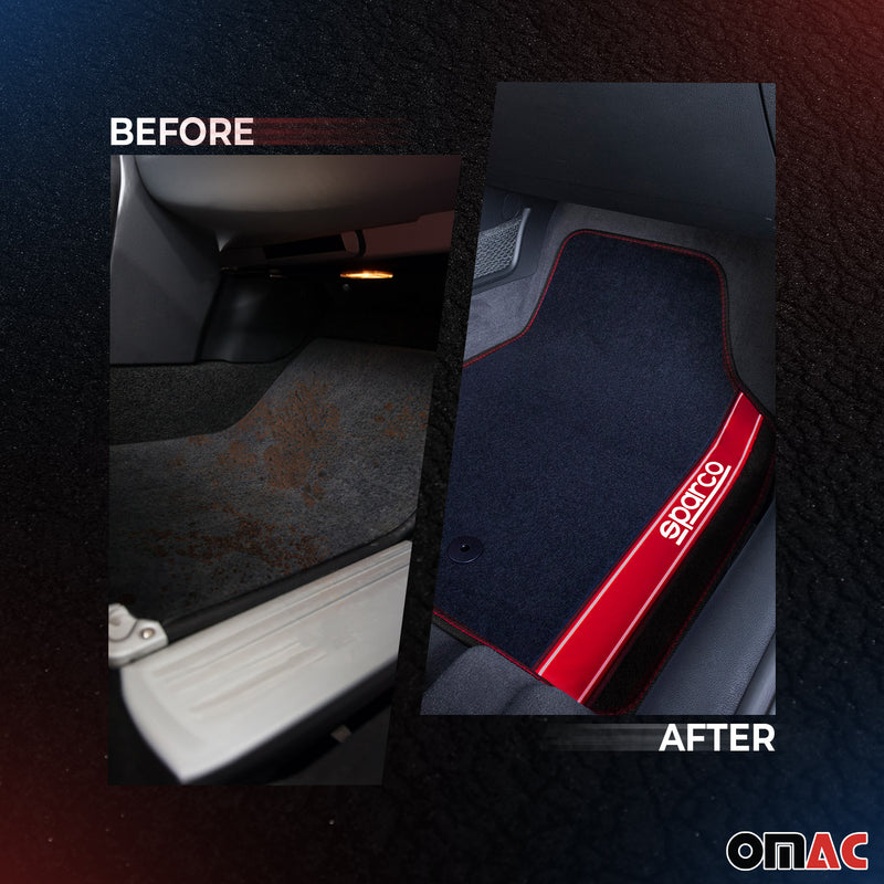 SPARCO Fußmatten Automatten Universal Schwarz Rot Autoteppich Alwettermatten 4x