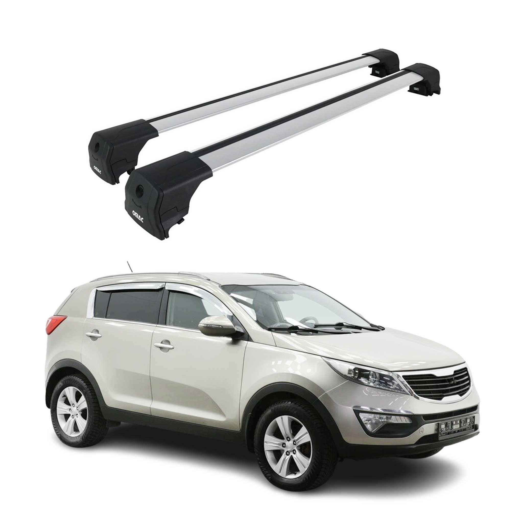 Dachträger Grundtäger für Kia Sportage SL 2010-2015 75kg Aluminium Silber 2 tlg