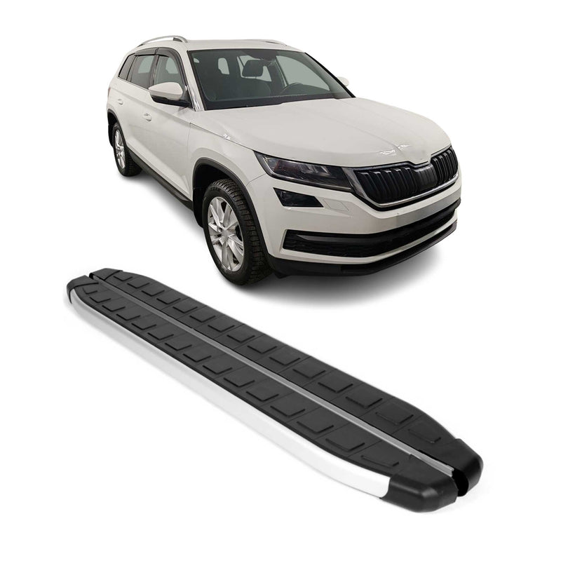 Seitenschweller Seitenbretter Trittbretter für Skoda Kodiaq 2017-23 Alu Schwarz