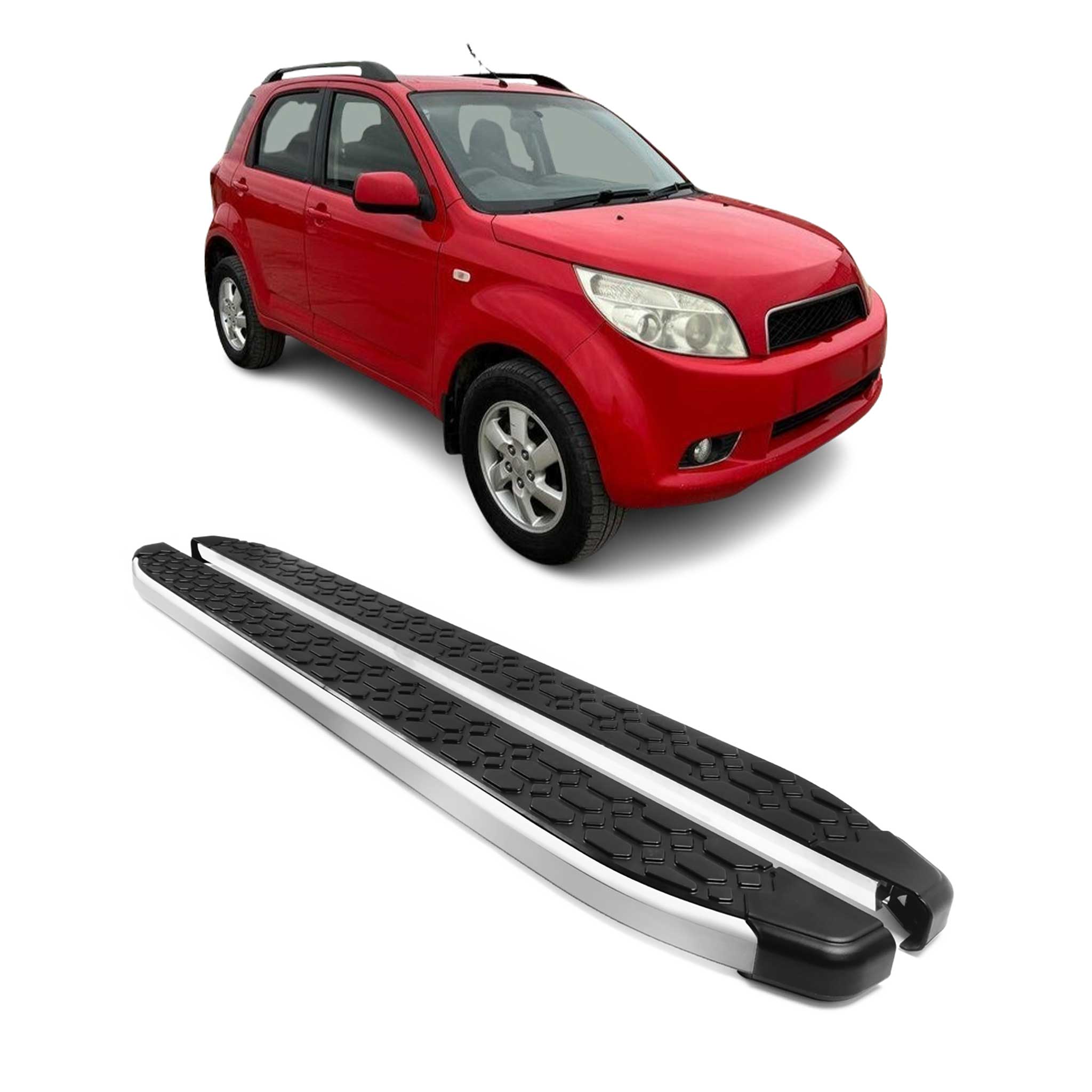 Alu Trittbretter Seitenschweller für Daihatsu Terios 2006-2017 Schwarz Silber 2x