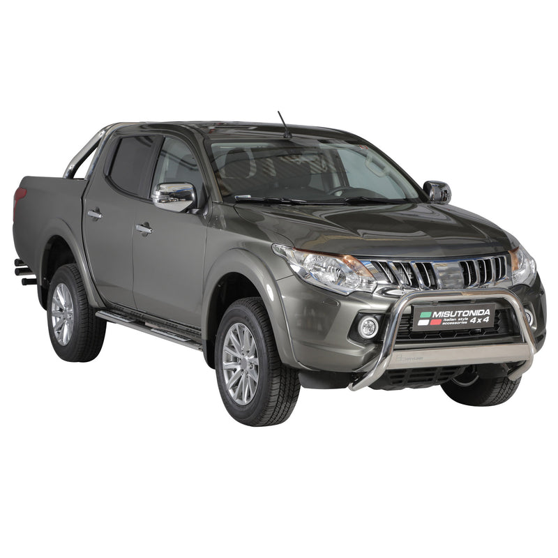 Stahl Schwellerrohre Trittbretter für Mitsubishi L200 Double Cab 2015-2018 Grau