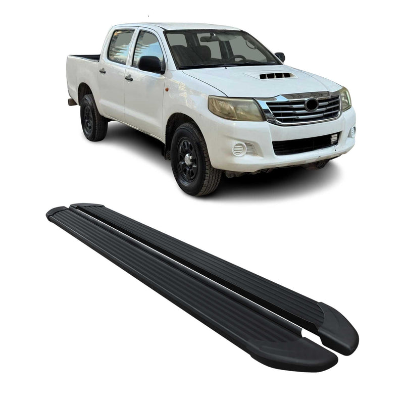 Seitenschweller Trittbretter für Toyota Hilux DoubleCab 2004-2015 Alu Schwarz