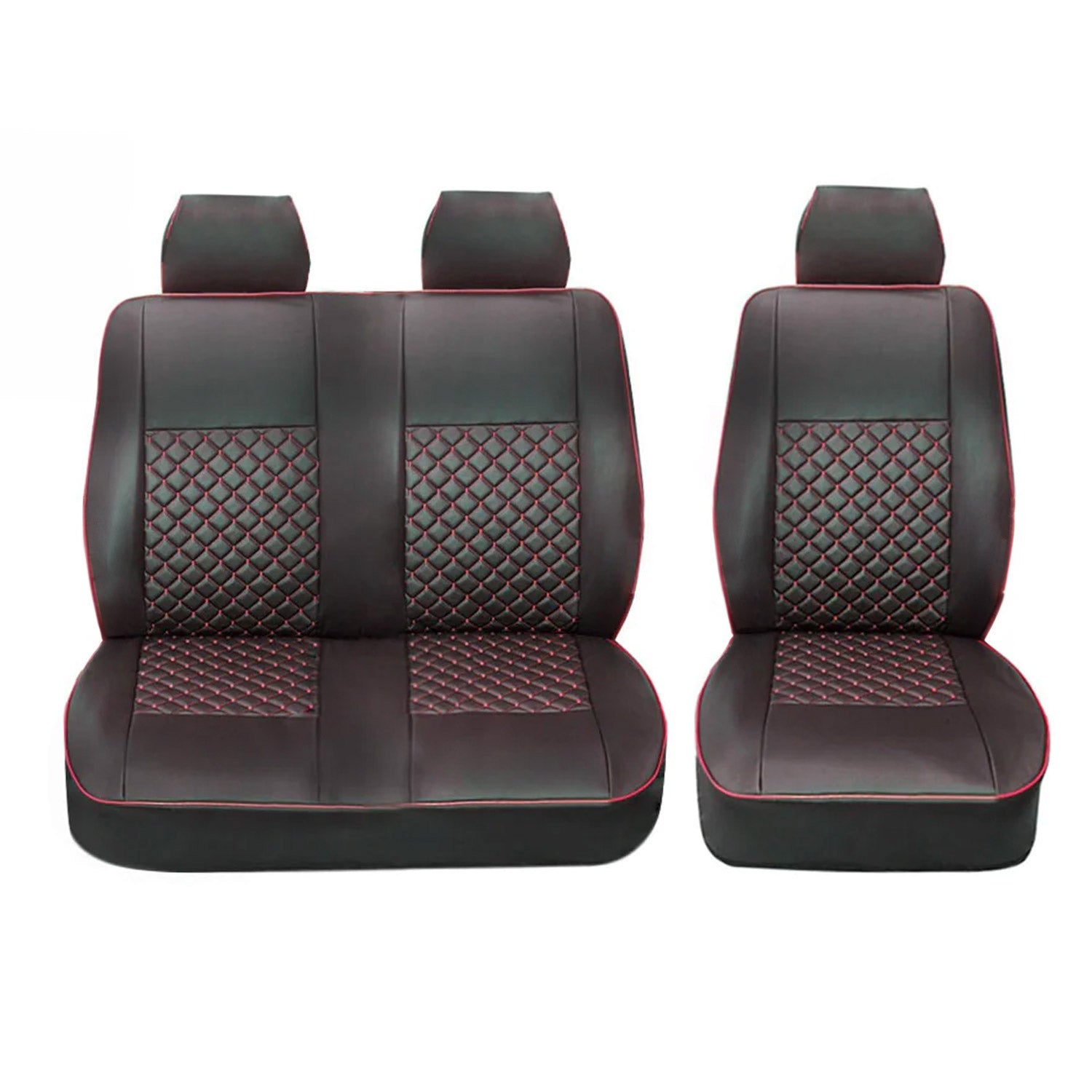 Sitzbezüge Schonbezüge für Ford Transit 2010-2013 Kunstleder Schwarz Rot 1+2