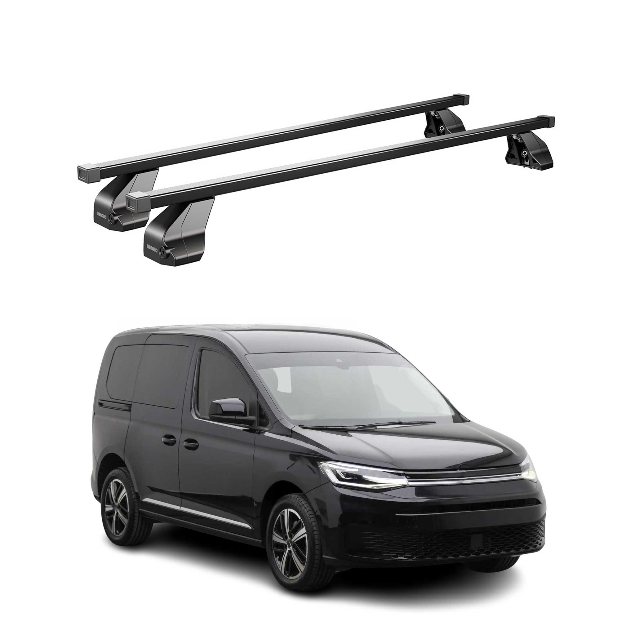 Menabo Dachträger Grundtäger für VW Caddy 2020-2026 75kg Stahl Schwarz 2 tlg