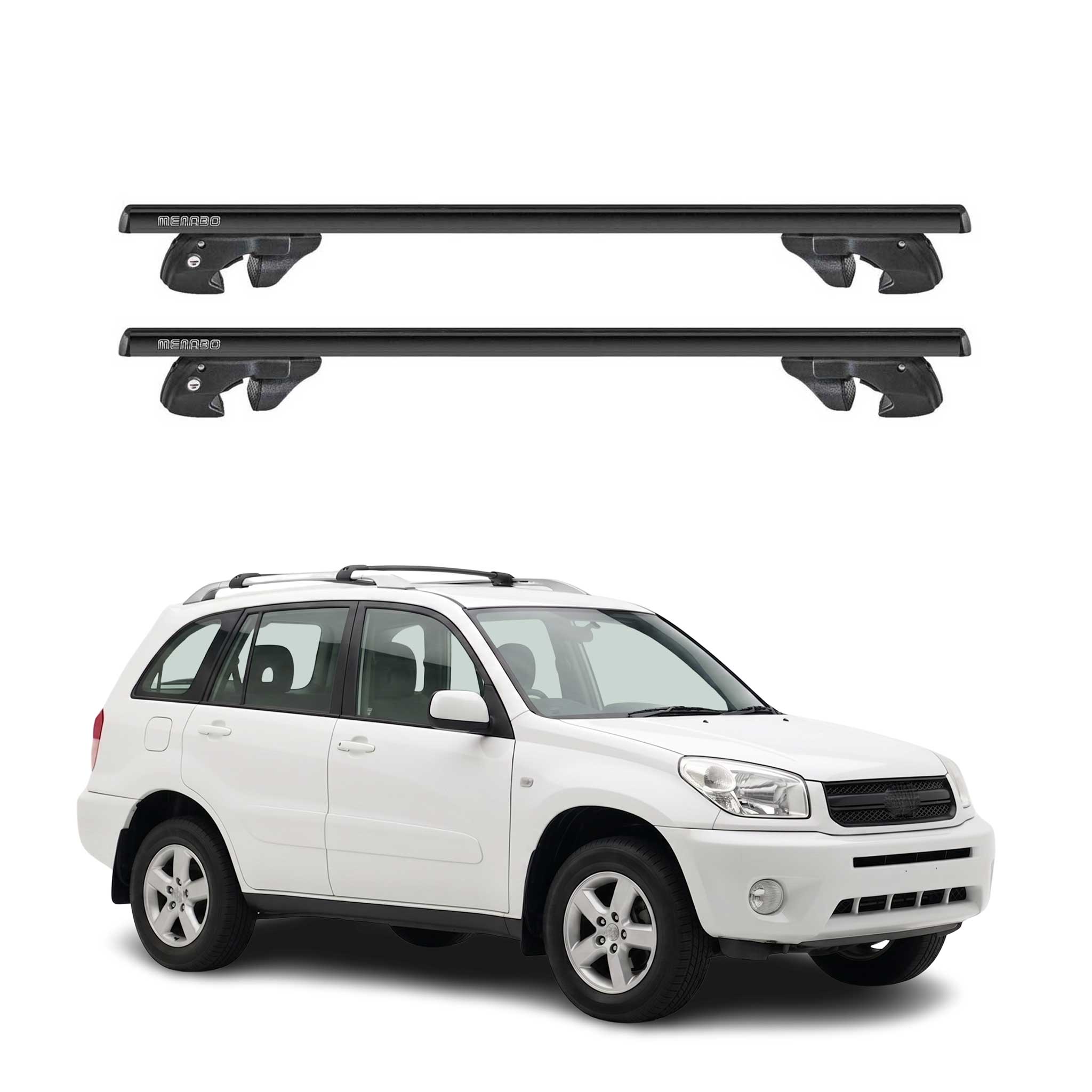 Dachträger Grundtäger für Toyota RAV4 II 2001-2005 Alu 90kg TÜV Schwarz 2tlg