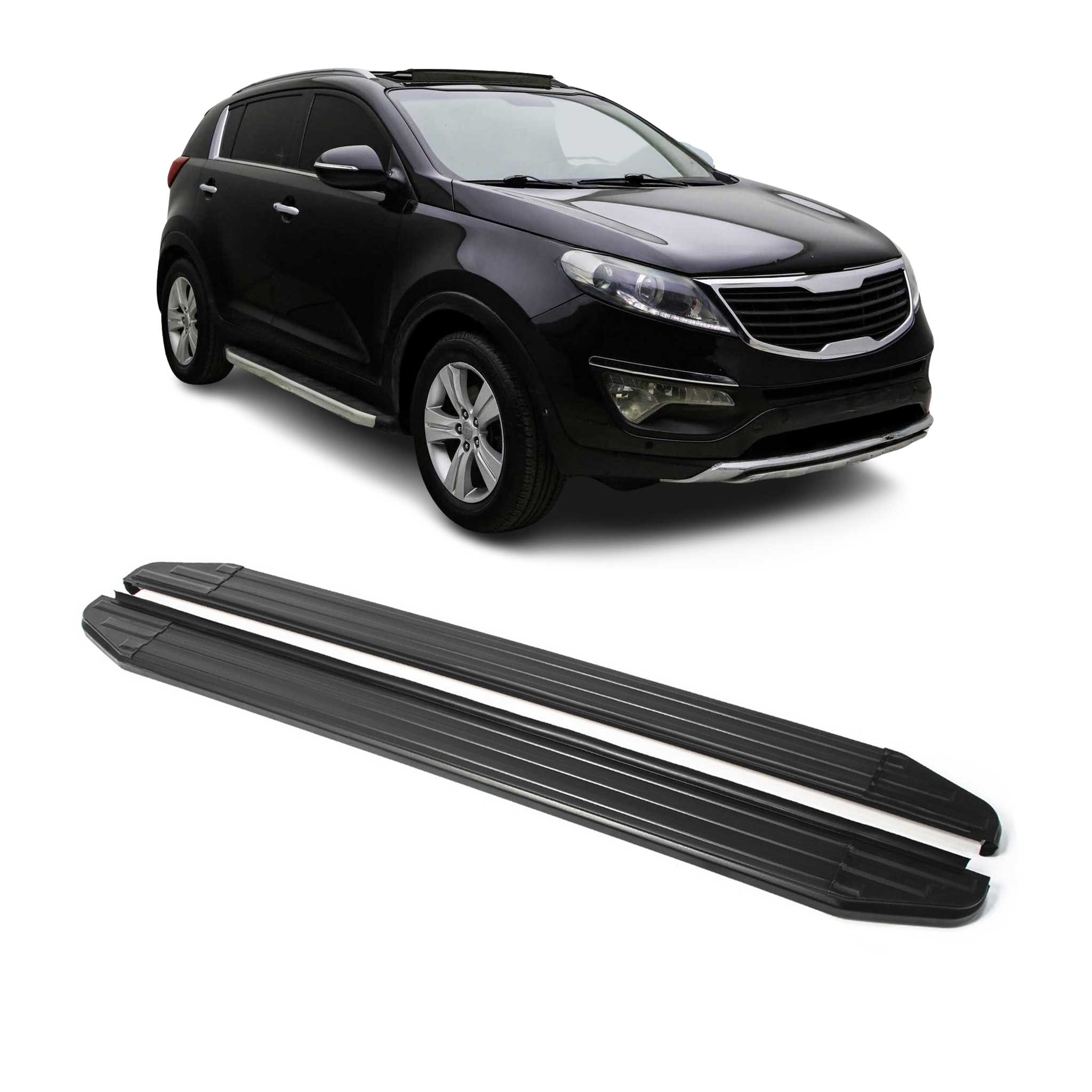 Trittbretter Seitenschweller für Kia Sportage 2010-2015 ABE Schwarz Alu