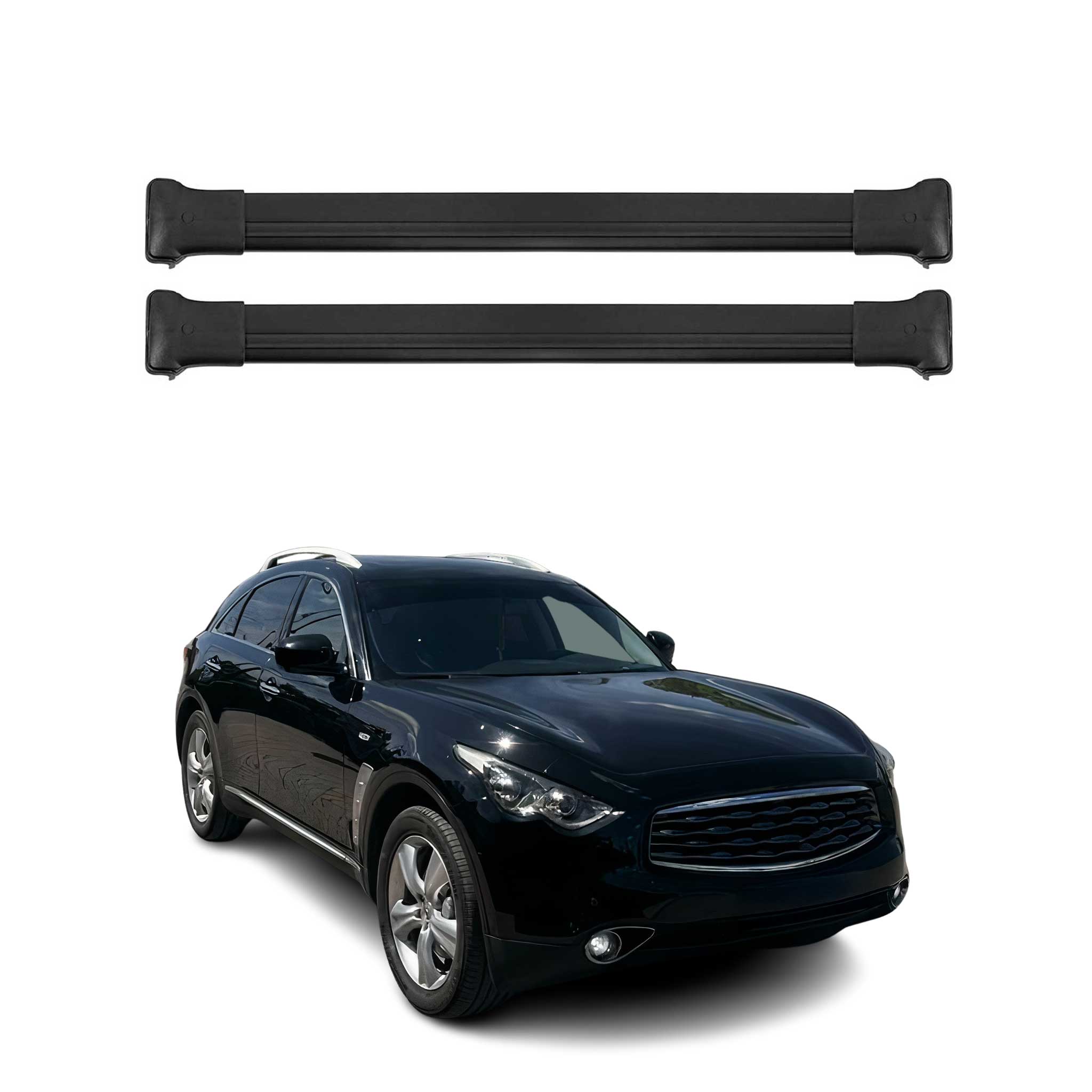 Dachträger Grundtäger für Infiniti FX 2003-2008 75kg Aluminium Schwarz 2 tlg