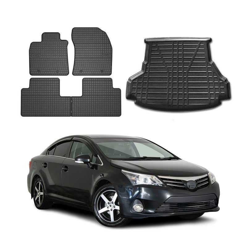 Fußmatten & Kofferraumwanne Set für Toyota Avensis 2008-2018 Gummi Schwarz 5x