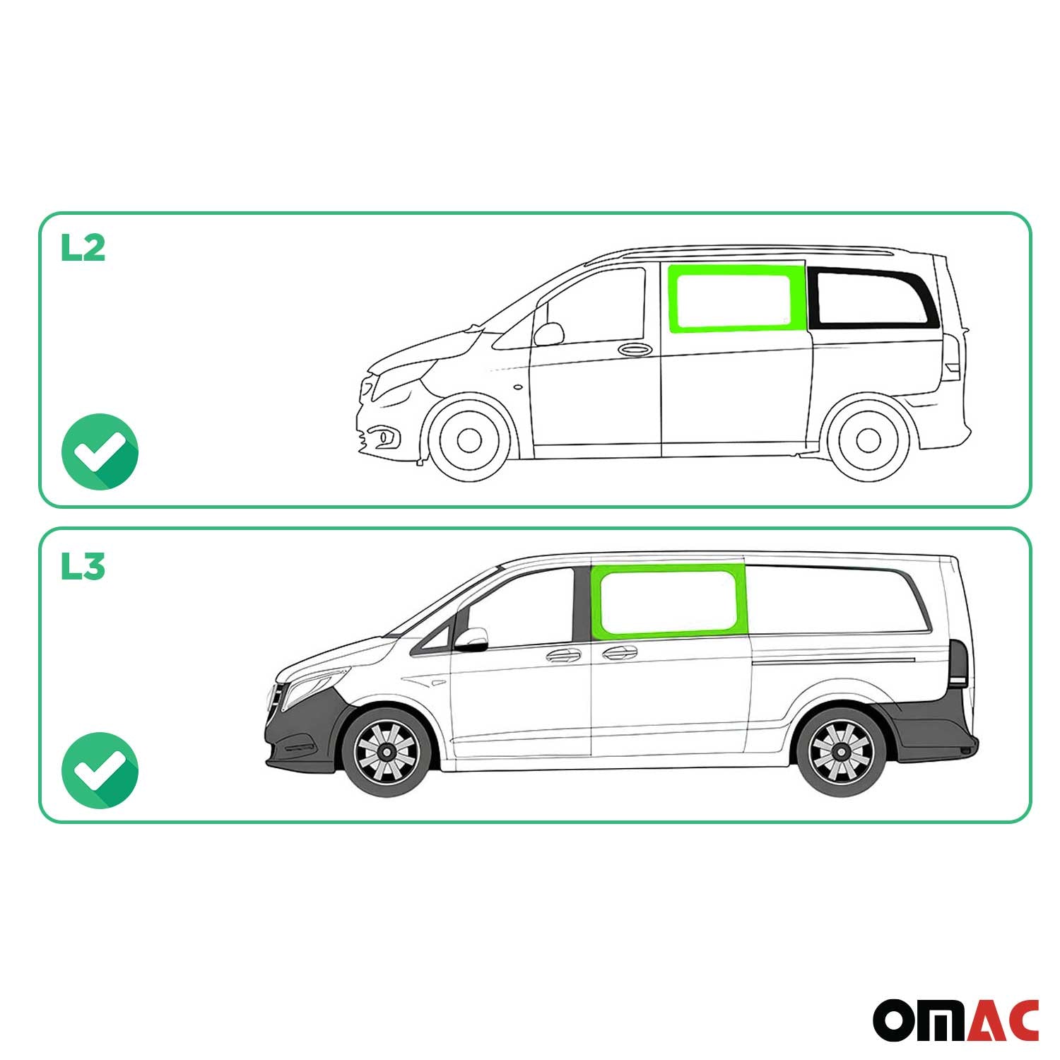 Seitenfenster Auto Fenster für Mercedes Vito W447 2014-2026 Links L2 L3