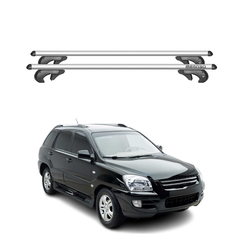 Menabo Dachträger Grundtäger für Kia Sportage II 2004-2010 Aluminium Silber 2x