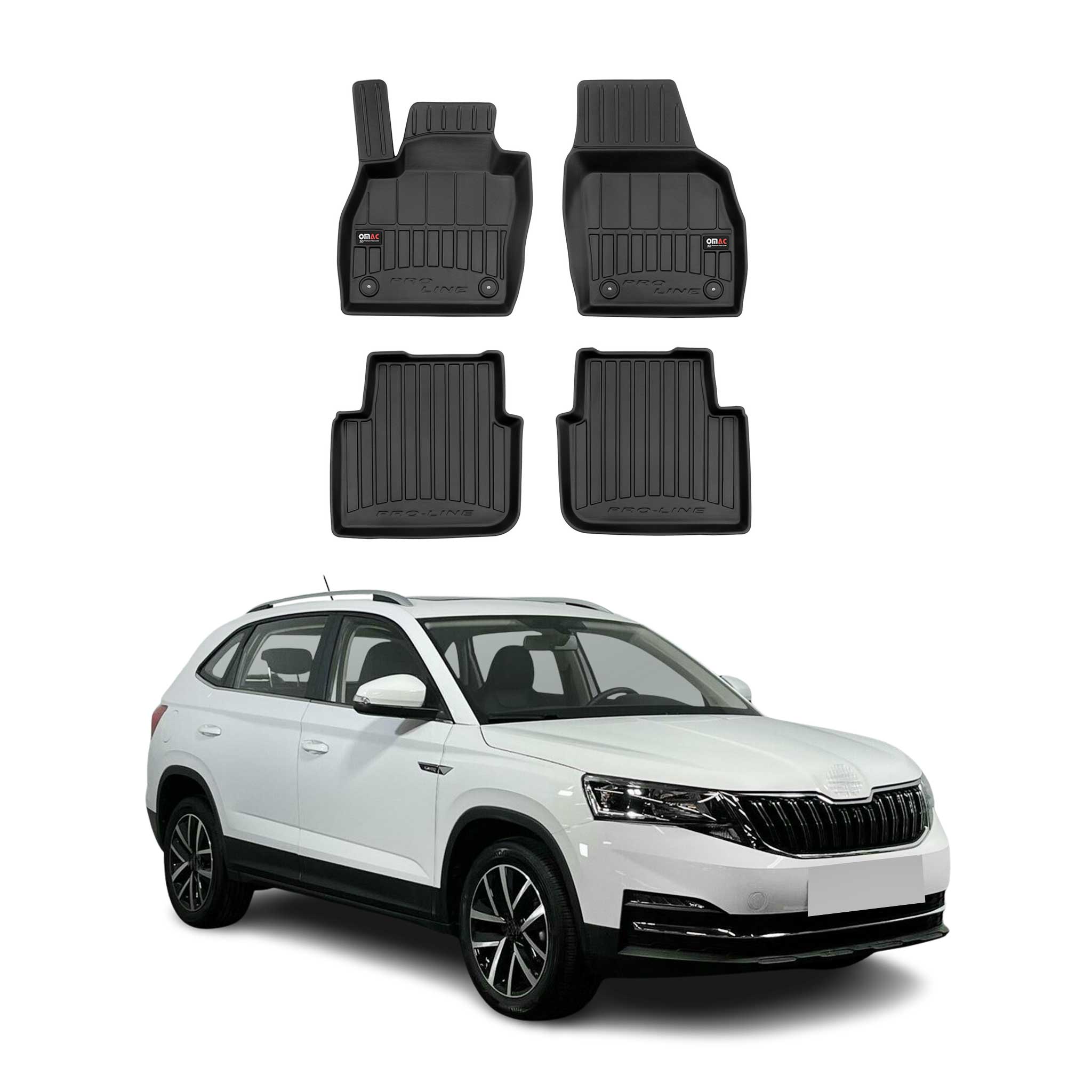 OMAC Gummi Fußmatten für Skoda Kamiq 2019-2026 Premium TPE Automatten Schwarz 4x