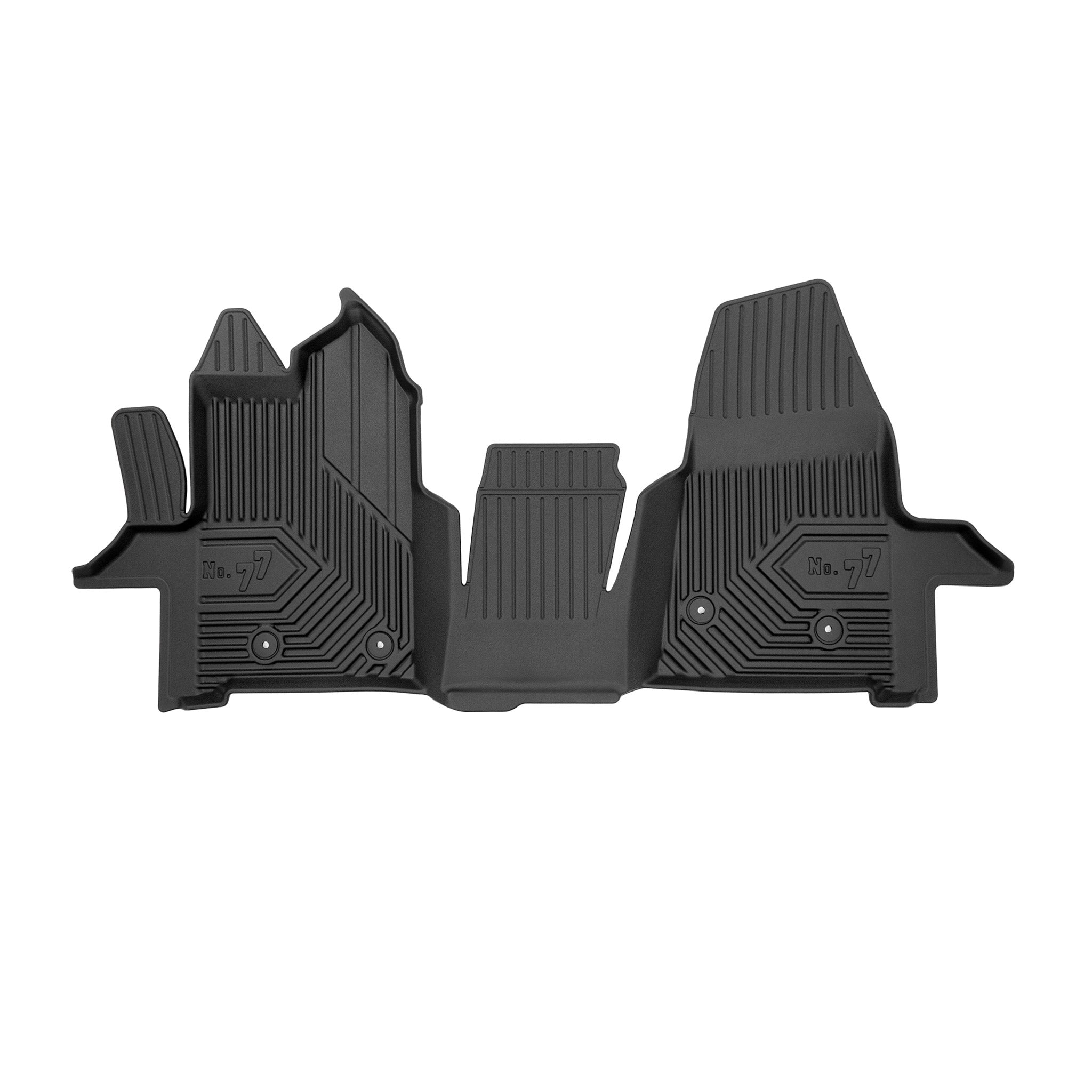 Fußmatten Gummimatten No.77 für Ford Transit 2020-26 Kasten Facelift TPE Schwarz