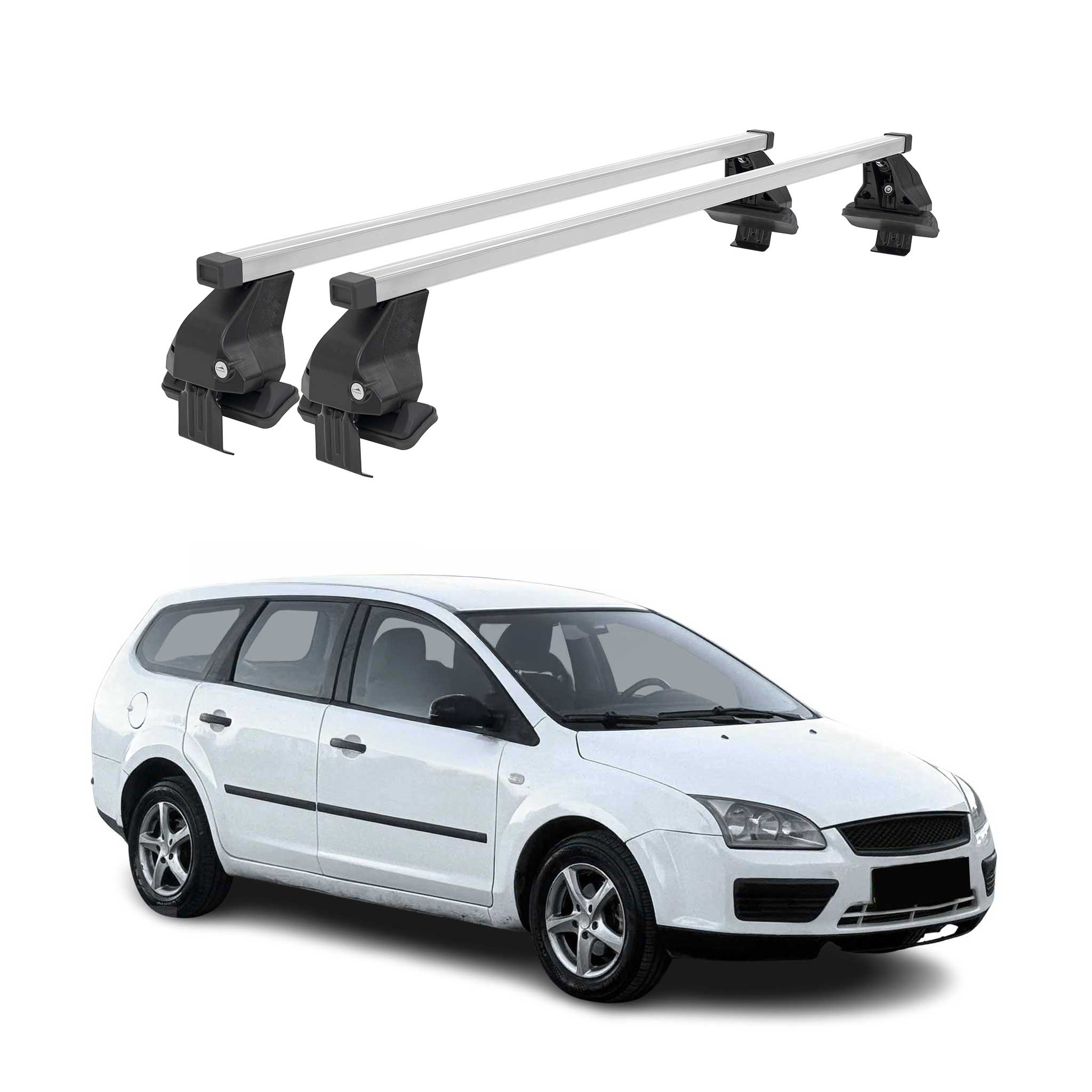 Menabo Dachträger Grundtäger für Ford Focus Kombi 2004-2011 50kg Stahl Silber 2x