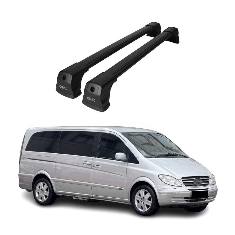 Dachträger Grundtäger für Mercedes Vito W639 2003-2014 75kg Alu Schwarz 2 tlg