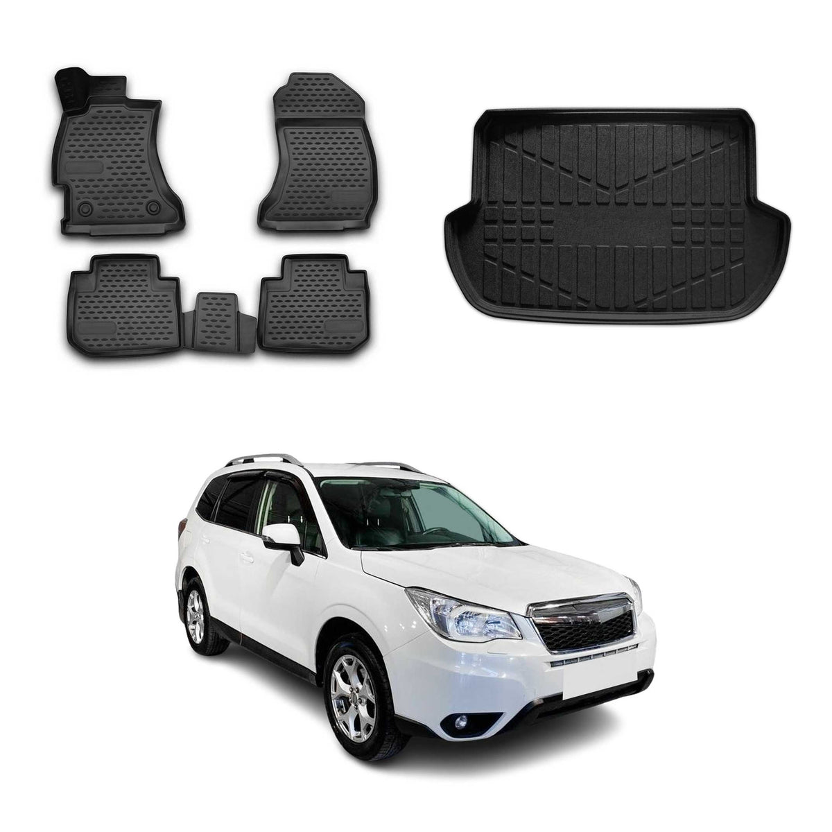 OMAC Fußmatten & Kofferraumwanne Set für Subaru Forester IV 2013-2018