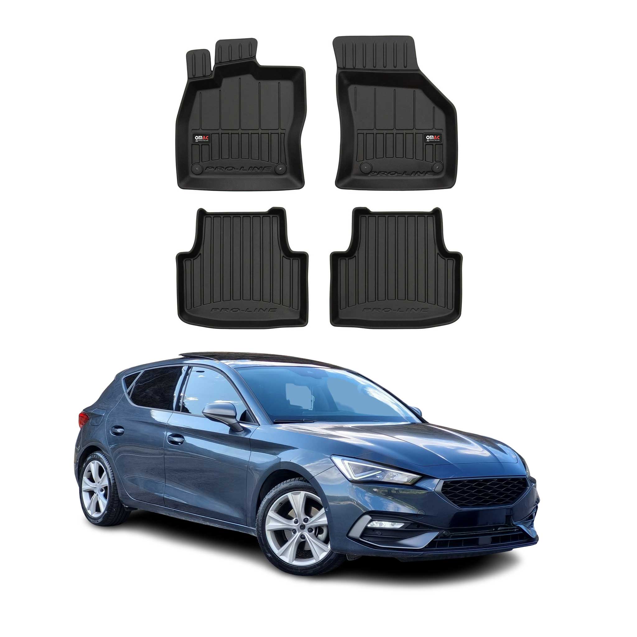 OMAC Gummi Fußmatten für Seat Leon 2020-2026 Premium TPE 3D Automatten 4tlg