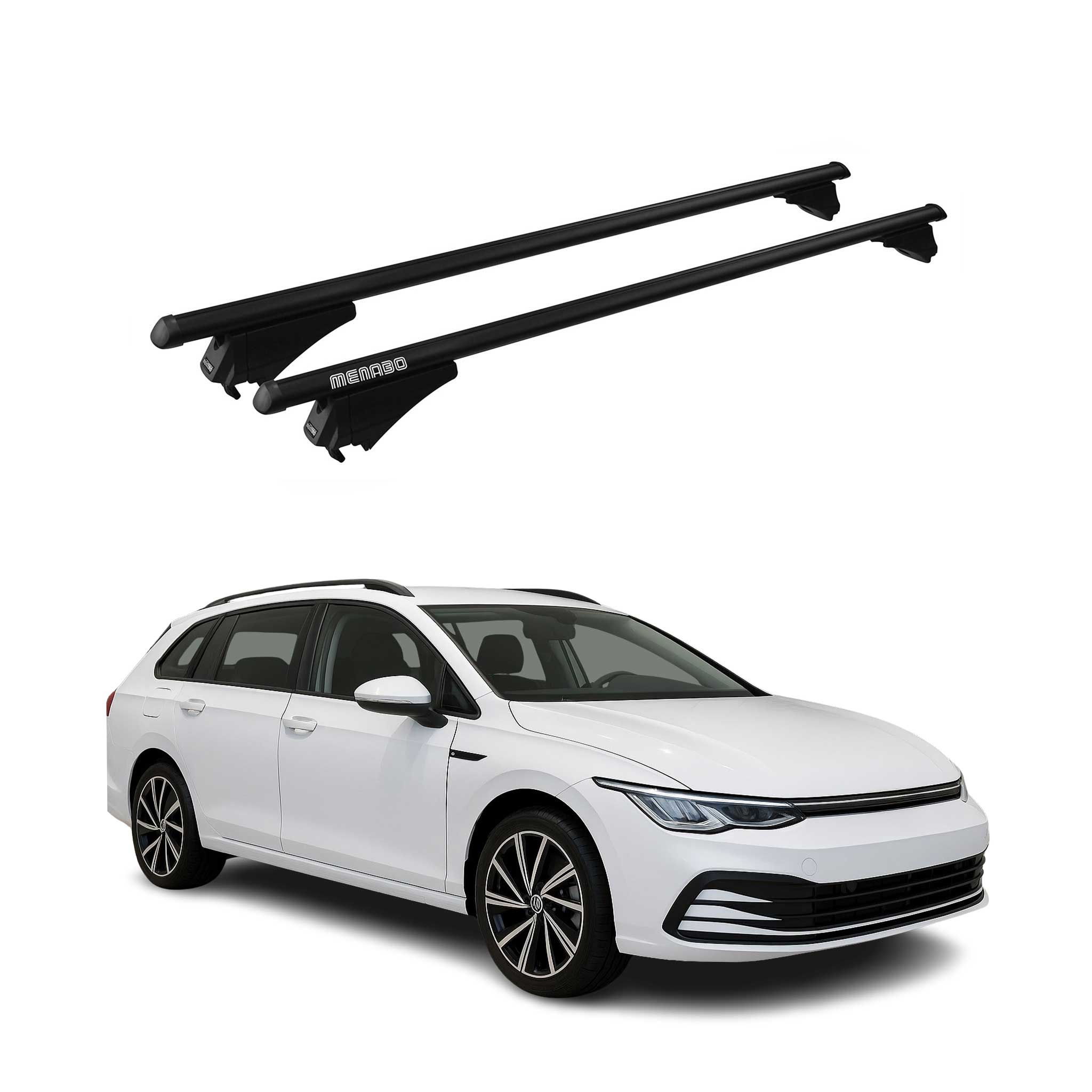 Menabo Grundträger Dachträger für VW Golf 2019-2026 ABE Aluminium Schwarz 2tlg