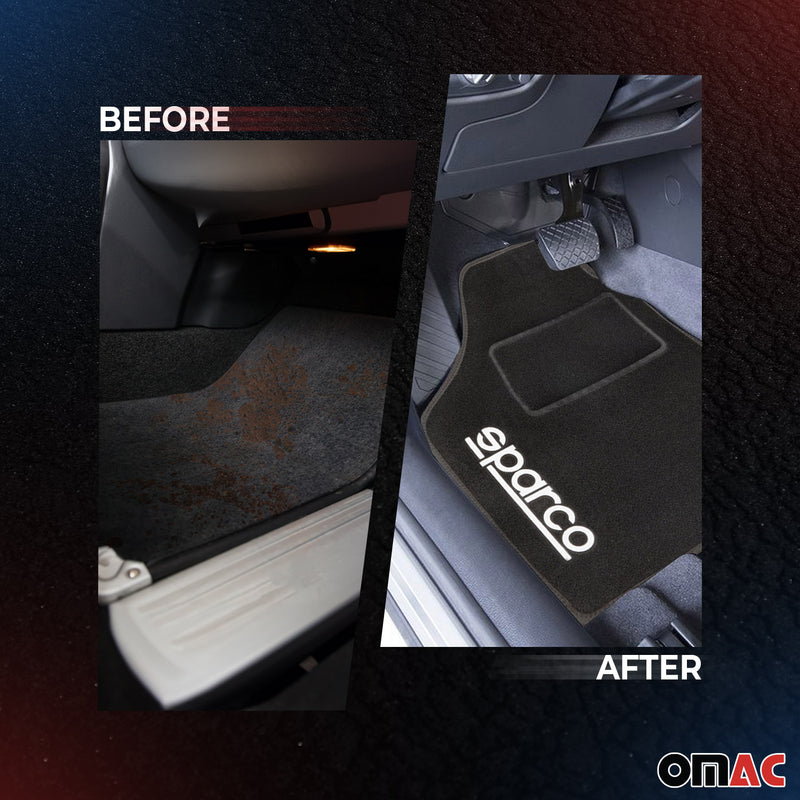 SPARCO Fußmatten Automatten Universal Schwarz Linie Teppich Alwettermatten 4x