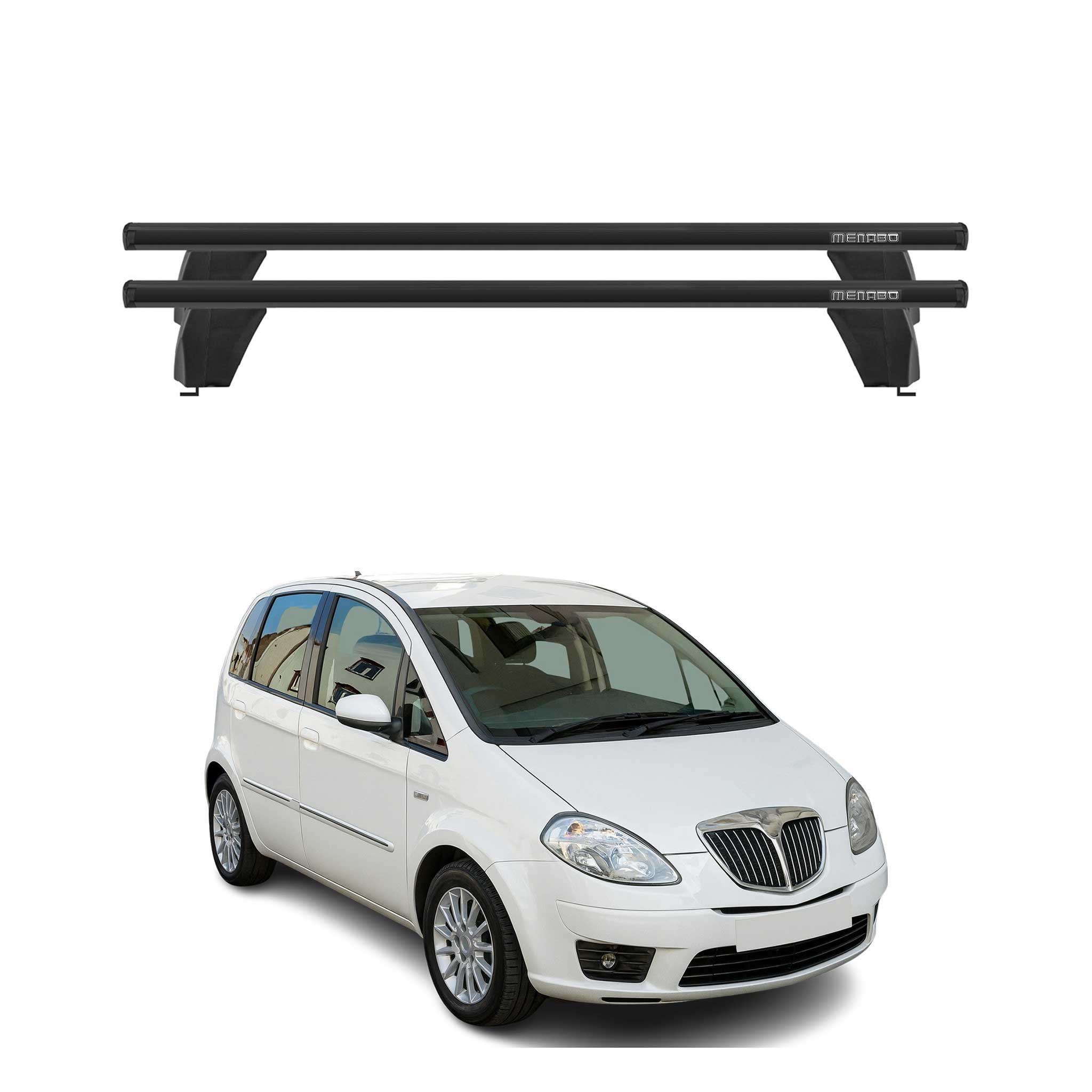Menabo Dachträger Grundtäger für Lancia Musa 2007-2012 75kg Alu Schwarz 2 tlg