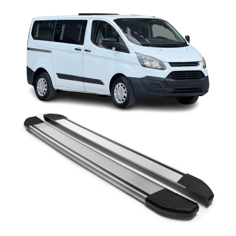 Trittbretter Seitenschweller für Ford Transit Custom 2013-2023 L1 Alu Grau 2 tlg