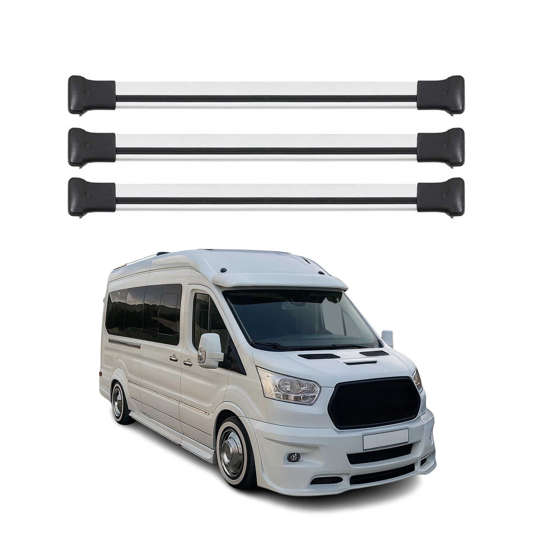 Dachträger Grundtäger für Ford Transit 2015-2026 75kg Aluminium Silber 3 tlg