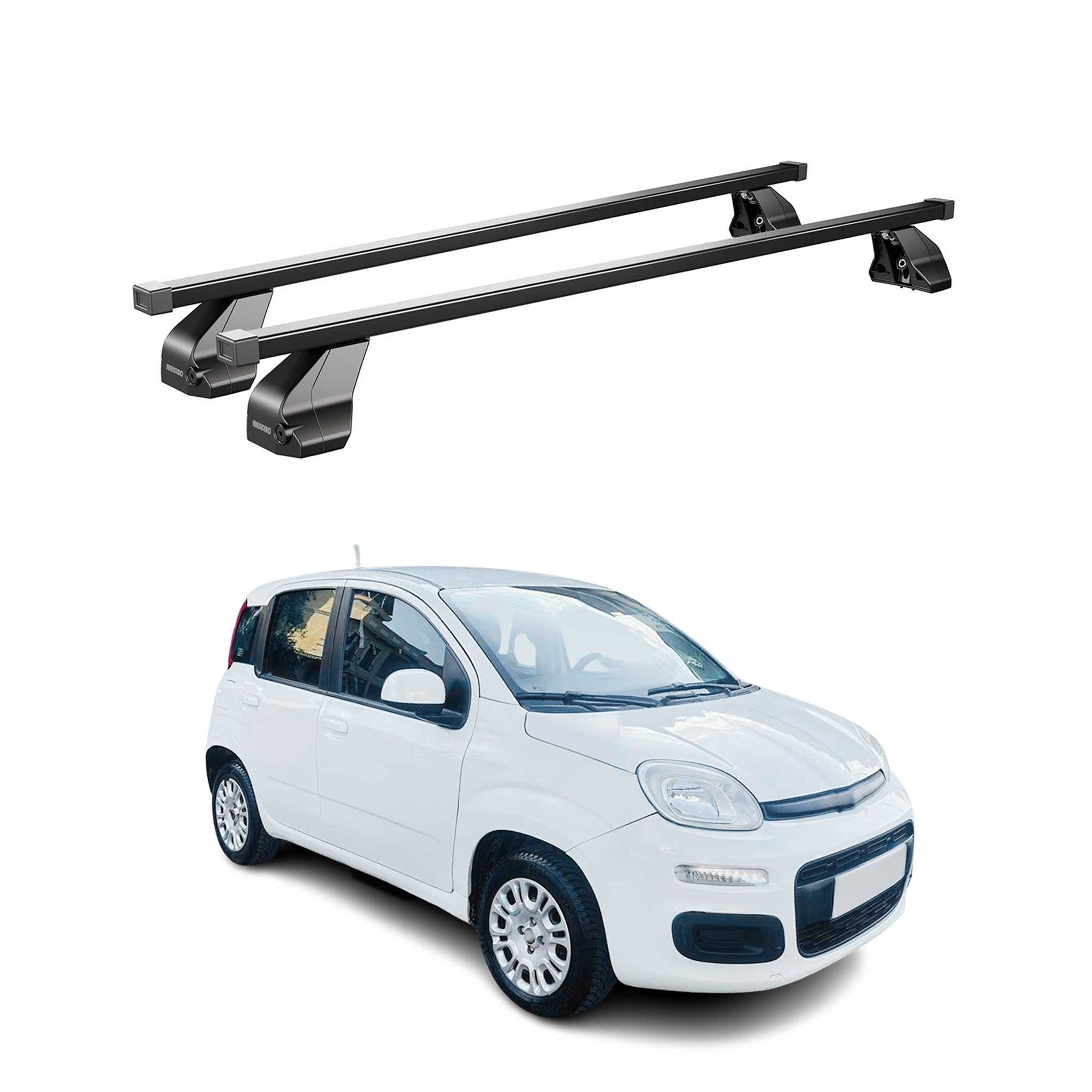 Menabo Dachträger Grundtäger für Fiat Panda 2012-2026 75kg Stahl Schwarz 2 tlg