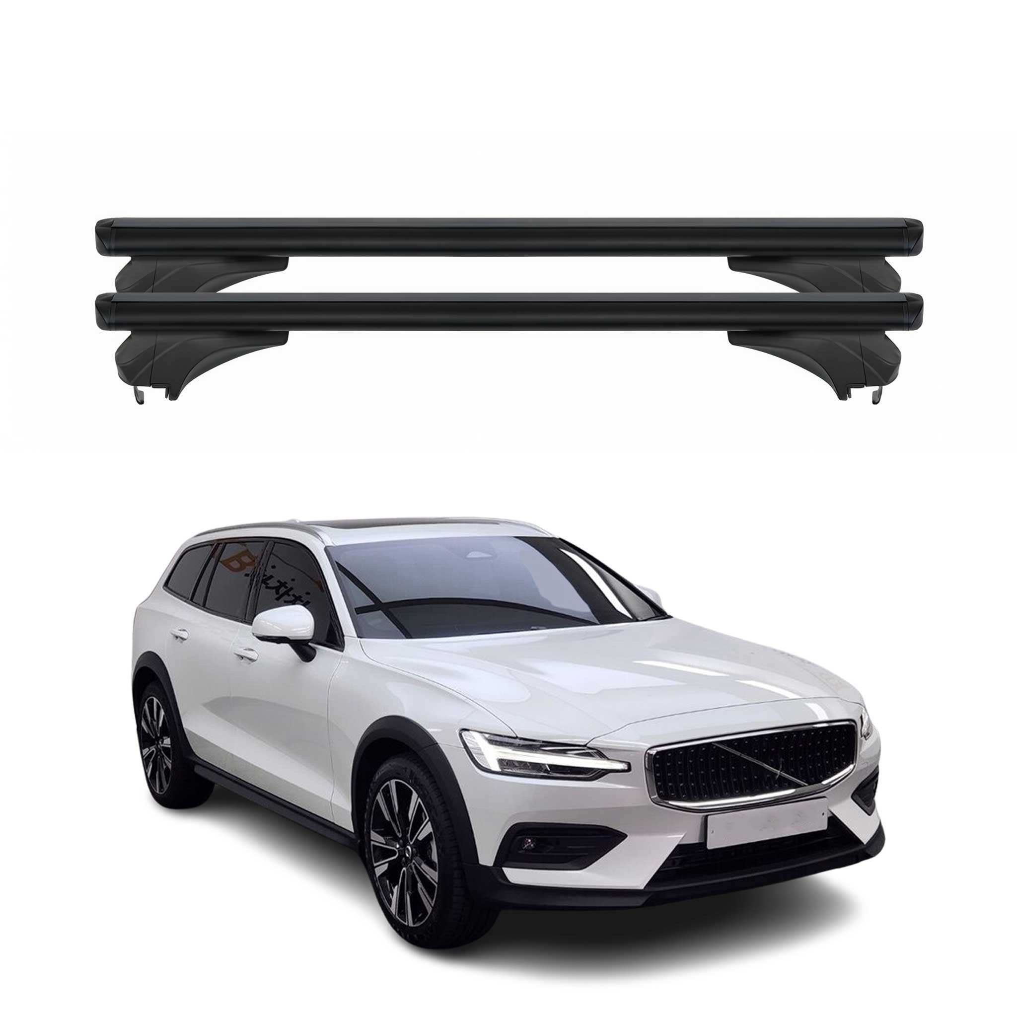 Menabo Dachträger für Volvo V60 I Cross Country 2015-2018 Aluminium Schwarz 2tlg