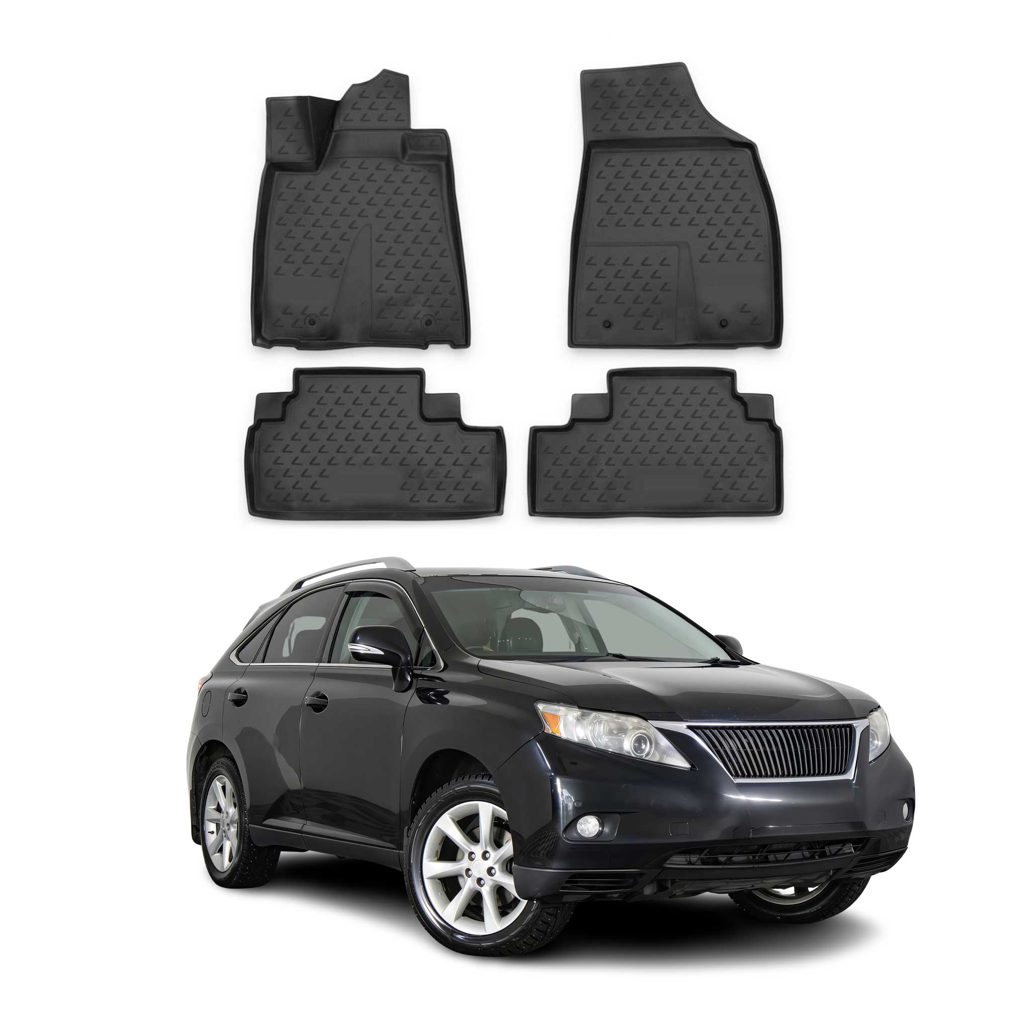 OMAC Gummimatten Fußmatten für Lexus RX350 2009-2012 TPE Automatten Schwarz 4x