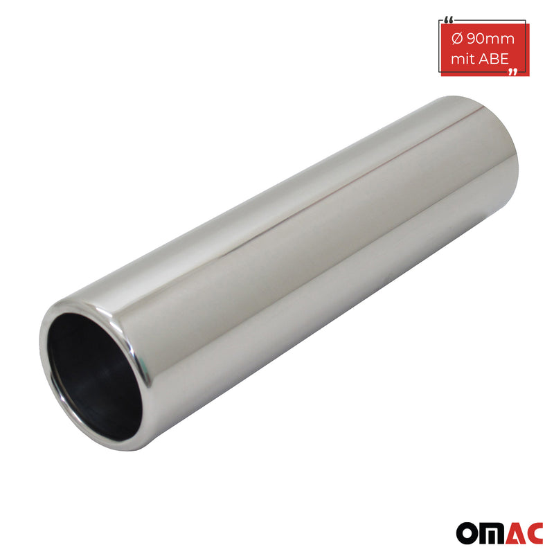 Auspuff Endrohr Edelstahl 1x90mm zum ANSCHWEISSEN AUSPUFF ENDSCHALLDÄMPFER ABE