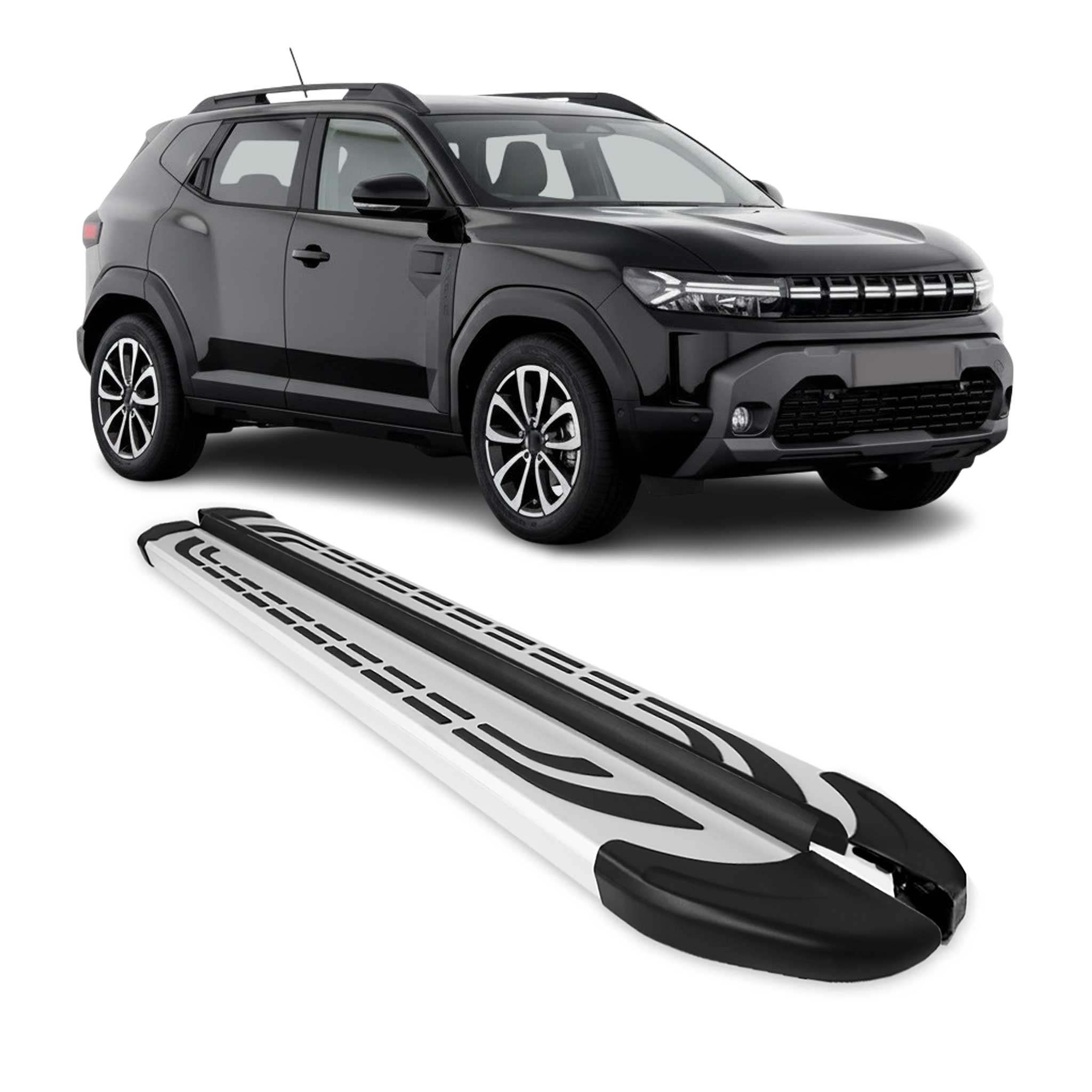 Trittbretter Seitenbretter für Renault / Dacia Duster 2024-2026 Schwarz Silber