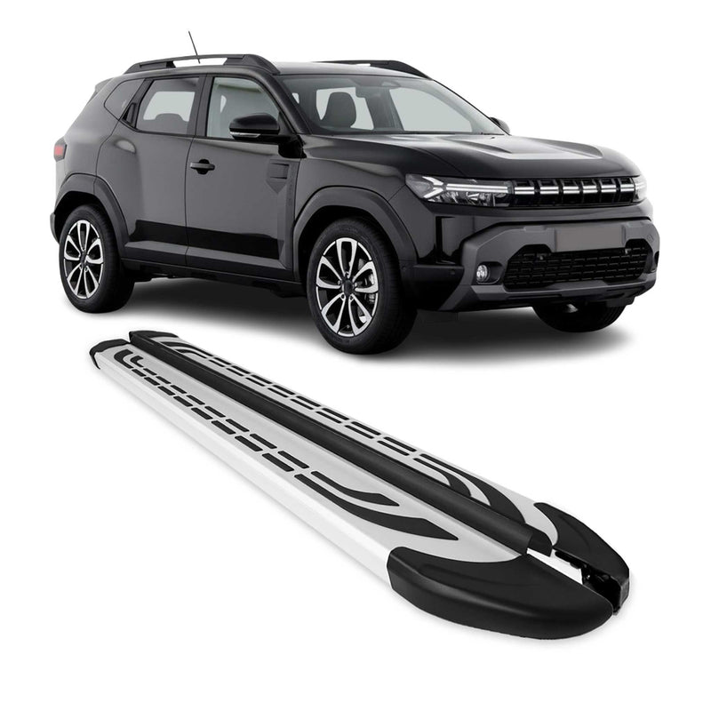 Trittbretter Seitenbretter für Renault / Dacia Duster 2023-2025 Schwarz Silber