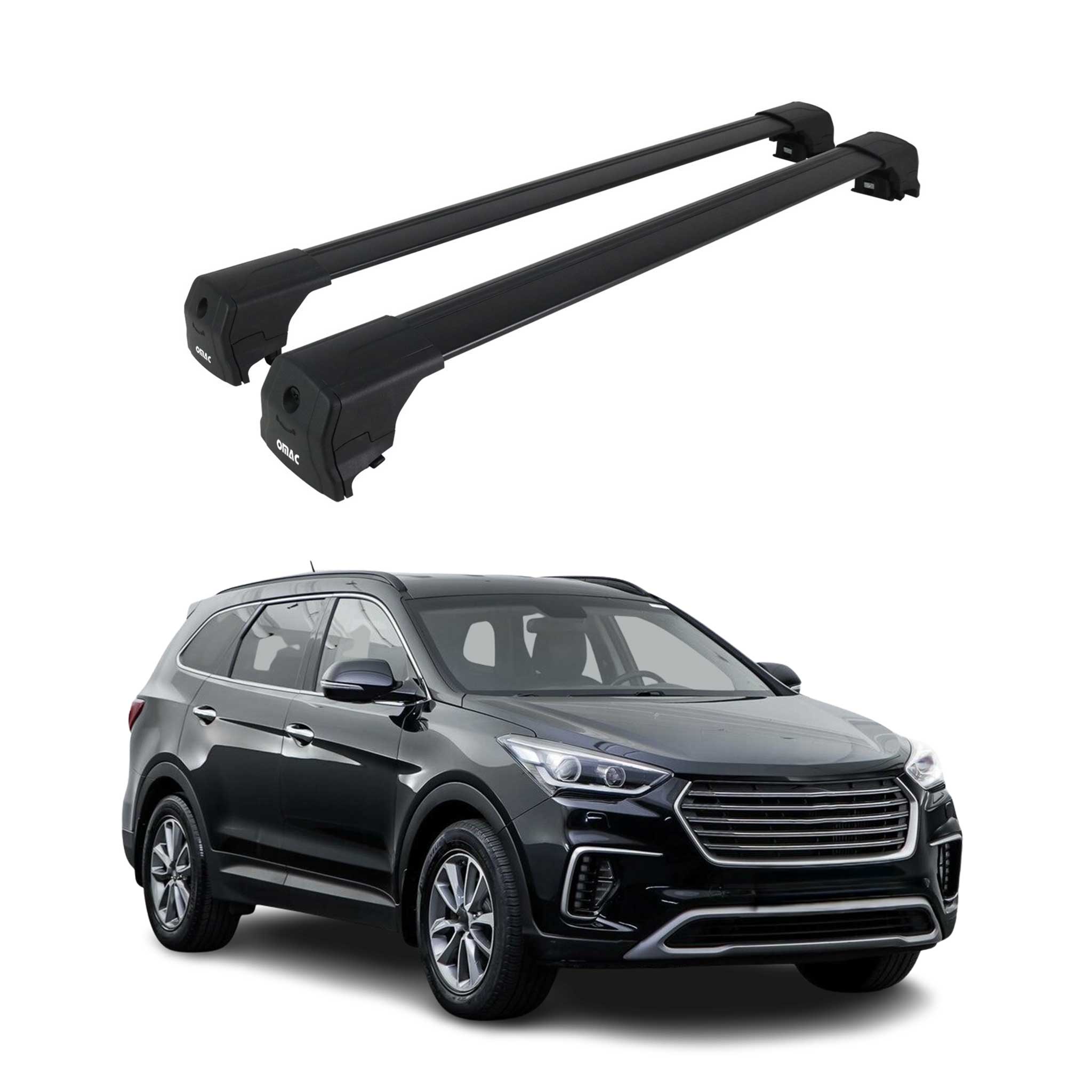 Dachträger Grundtäger für Hyundai Santa Fe III 2013-2018 Aluminium Schwarz 2 tlg