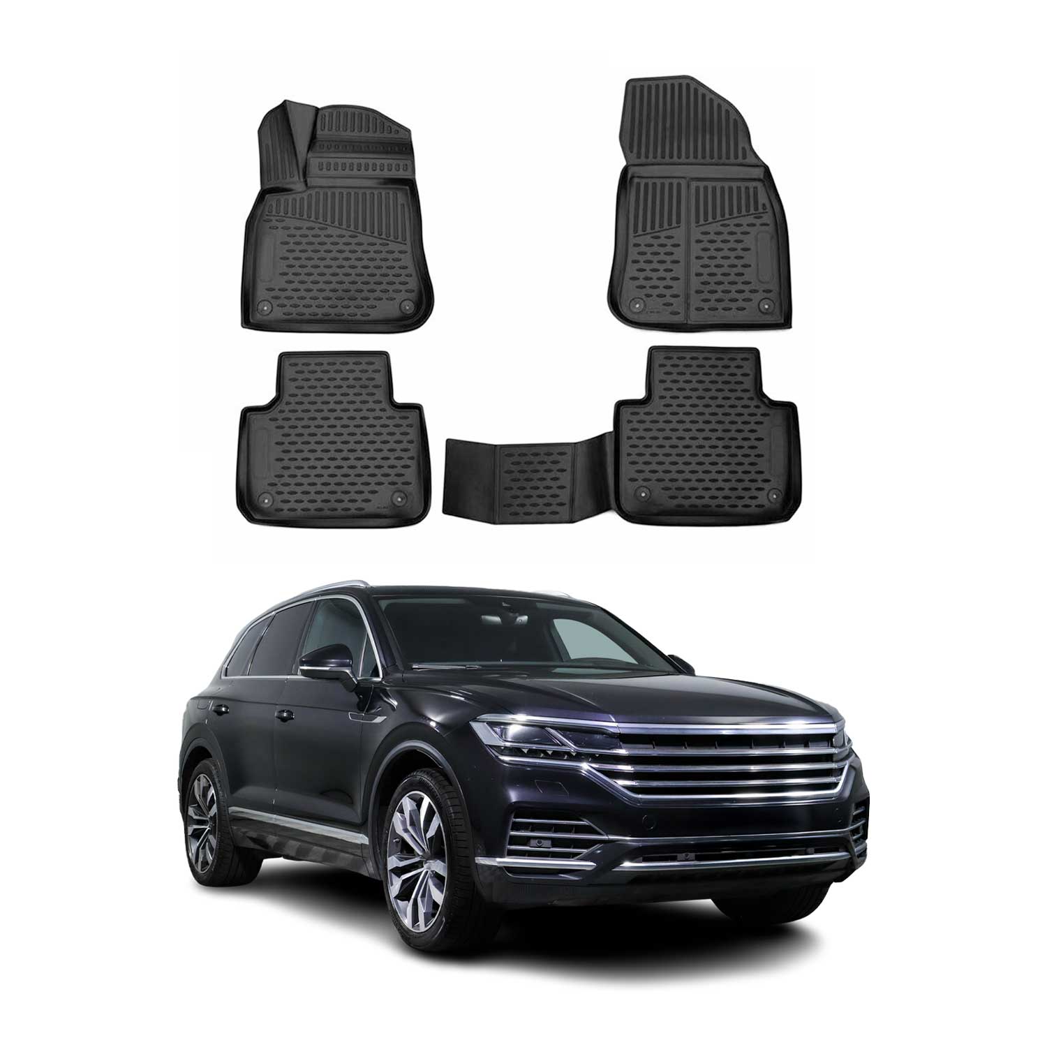 OMAC Gummimatten Fußmatten für VW Touareg III 2018-2026 TPE Automatten Schwarz