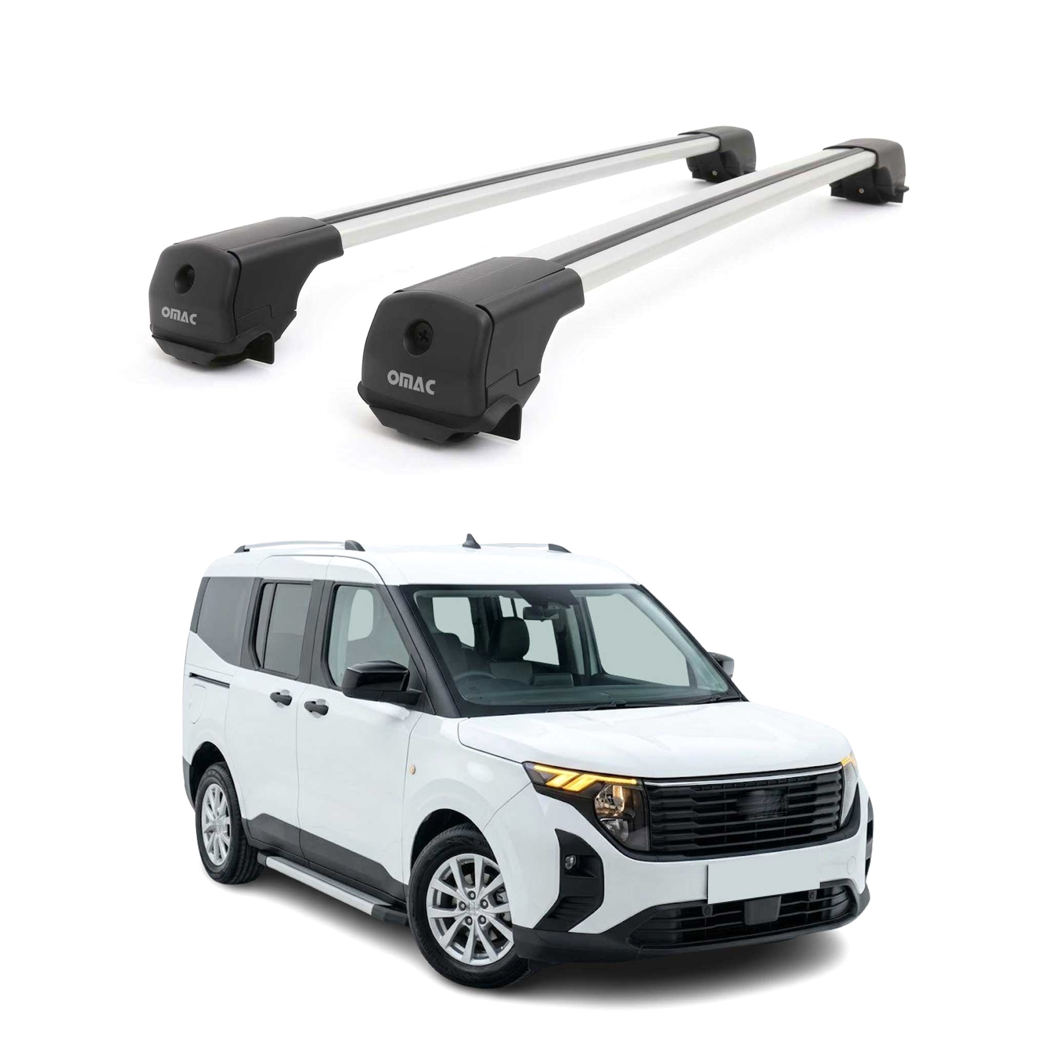 Dachträger Grundträger für Ford Transit Courier II 2023-2026 Aluminium Grau 2tlg