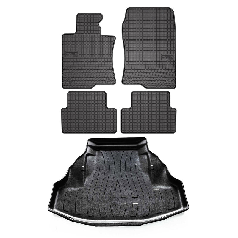 Fußmatten & Kofferraumwanne Set für Honda Accord 2008-2015 Gummi TPE Schwarz 5x