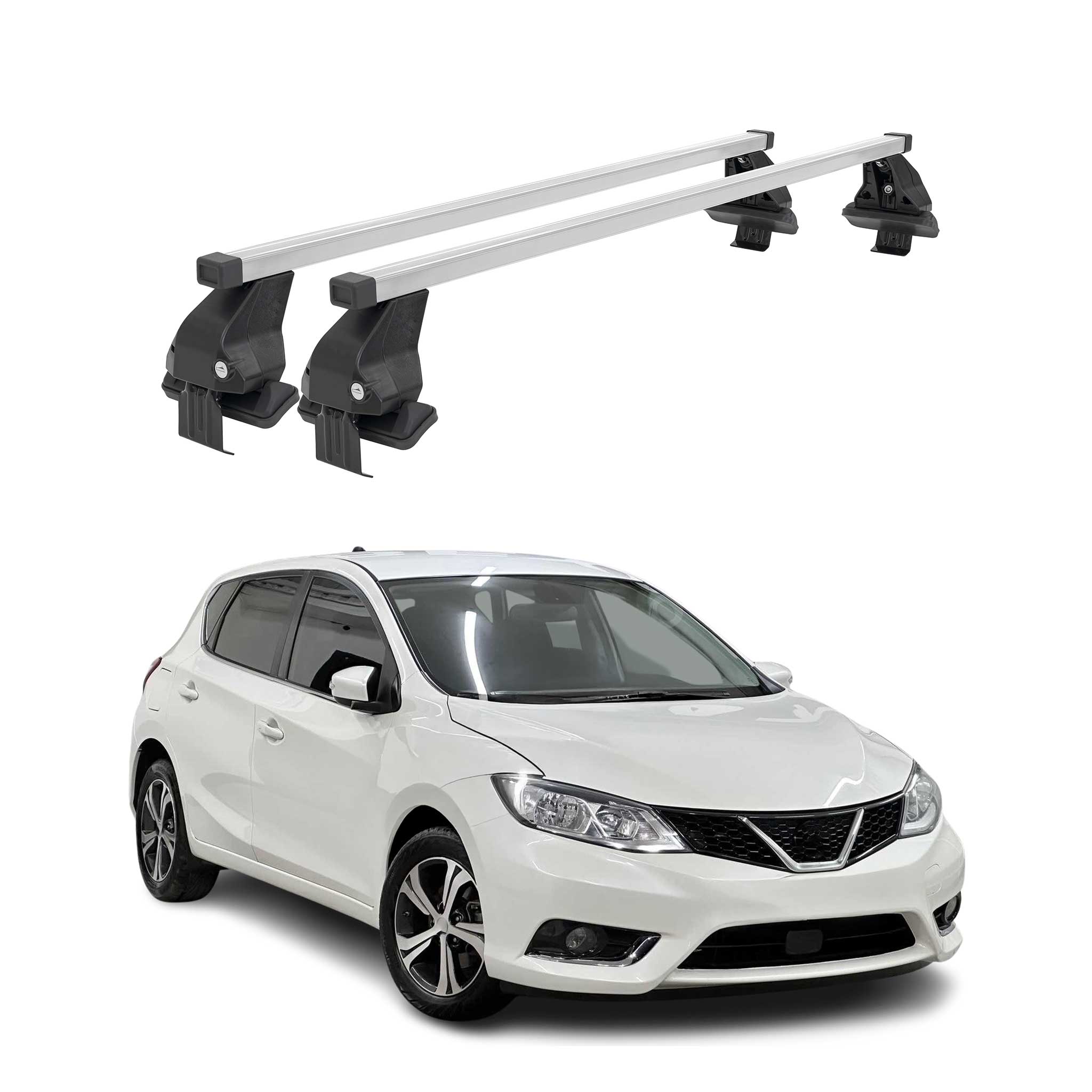 Menabo Dachträger Grundtäger für Nissan Pulsar 2014-2018 50kg Stahl Silber 2 tlg